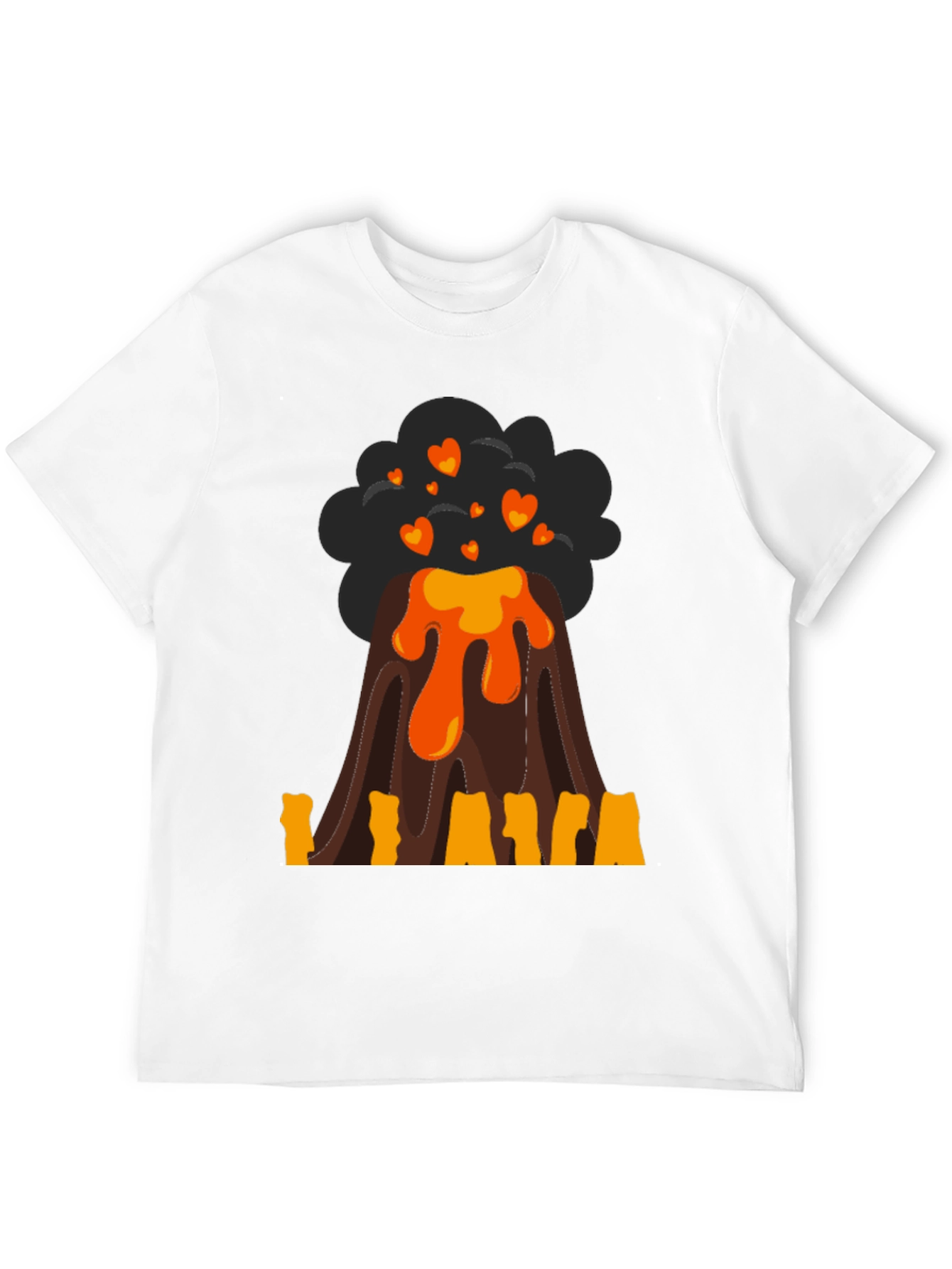 Volcano Heart Lava Mens Black T-Shirt