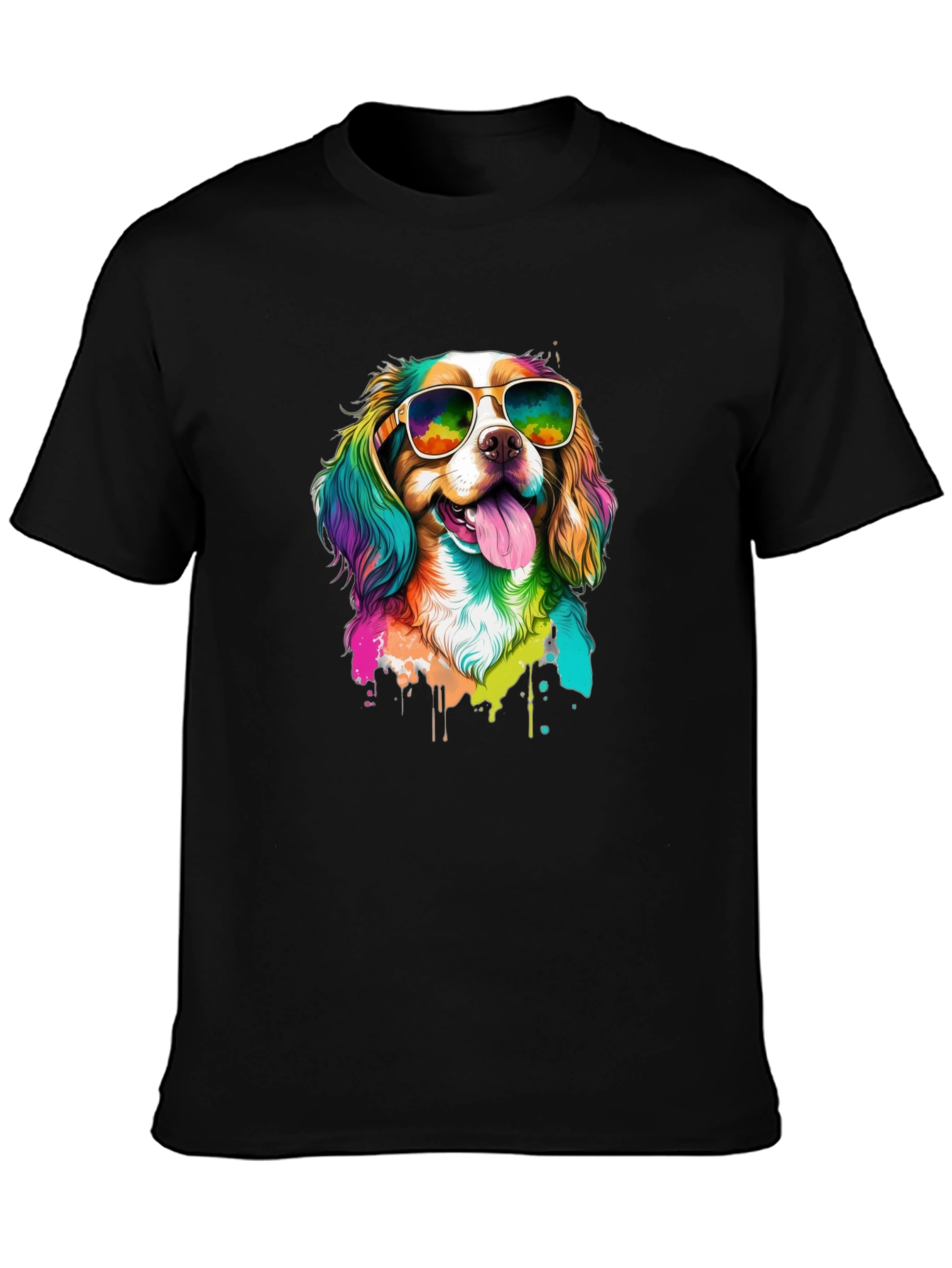 Cool Dog in Sunglasses Black T-Shirt