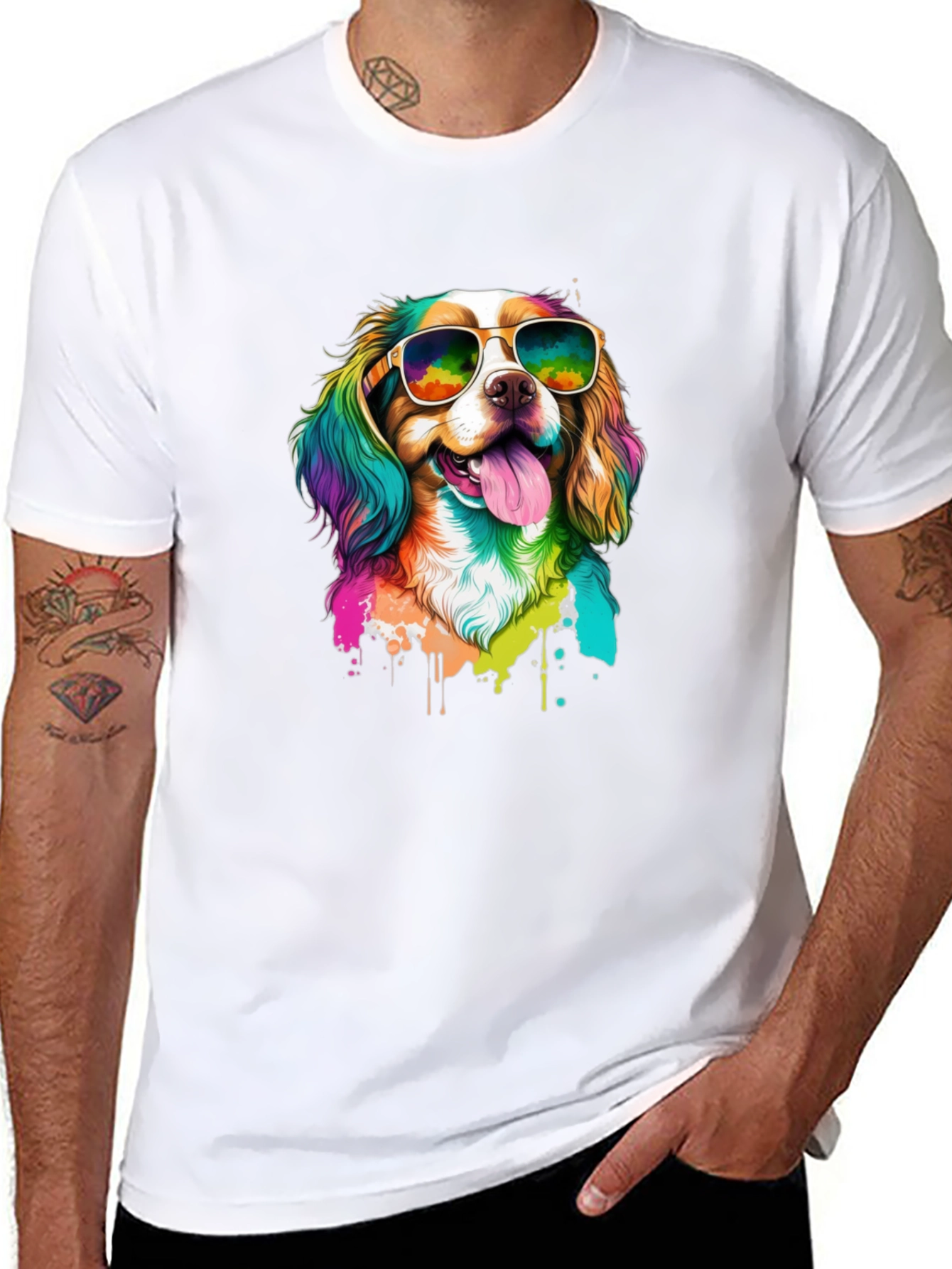 Cool Dog in Sunglasses Black T-Shirt