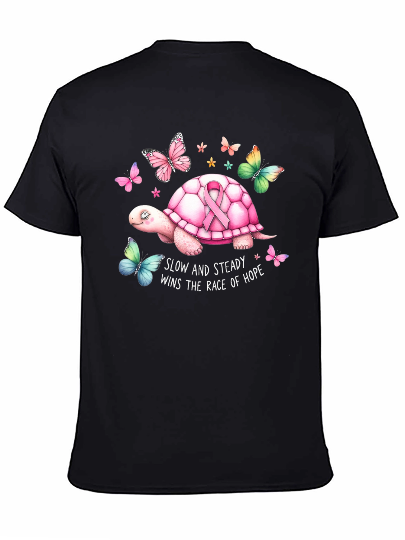 Slow and Steady Turtle Breast Cancer Awareness T-Shirt