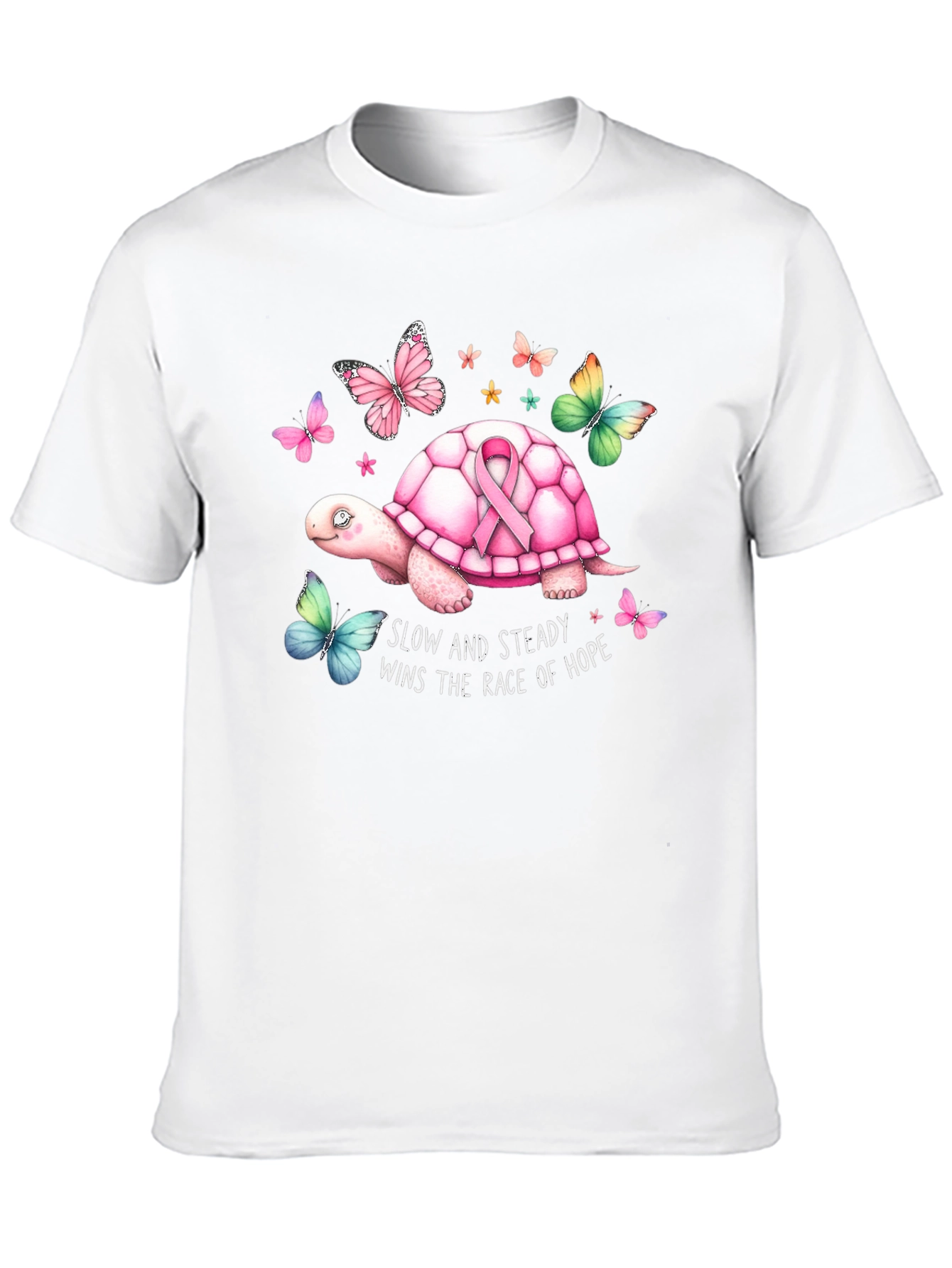 Slow and Steady Turtle Breast Cancer Awareness T-Shirt