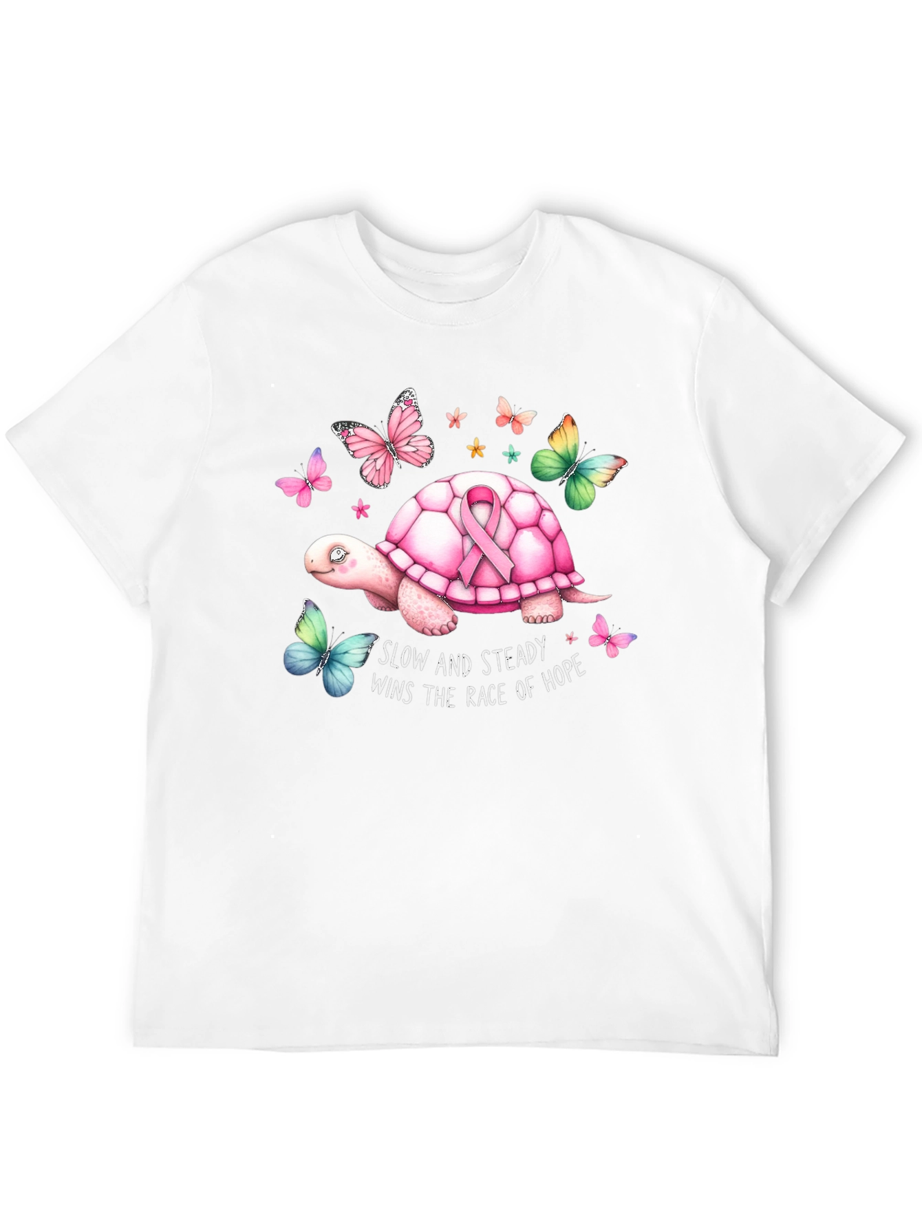 Slow and Steady Turtle Breast Cancer Awareness T-Shirt