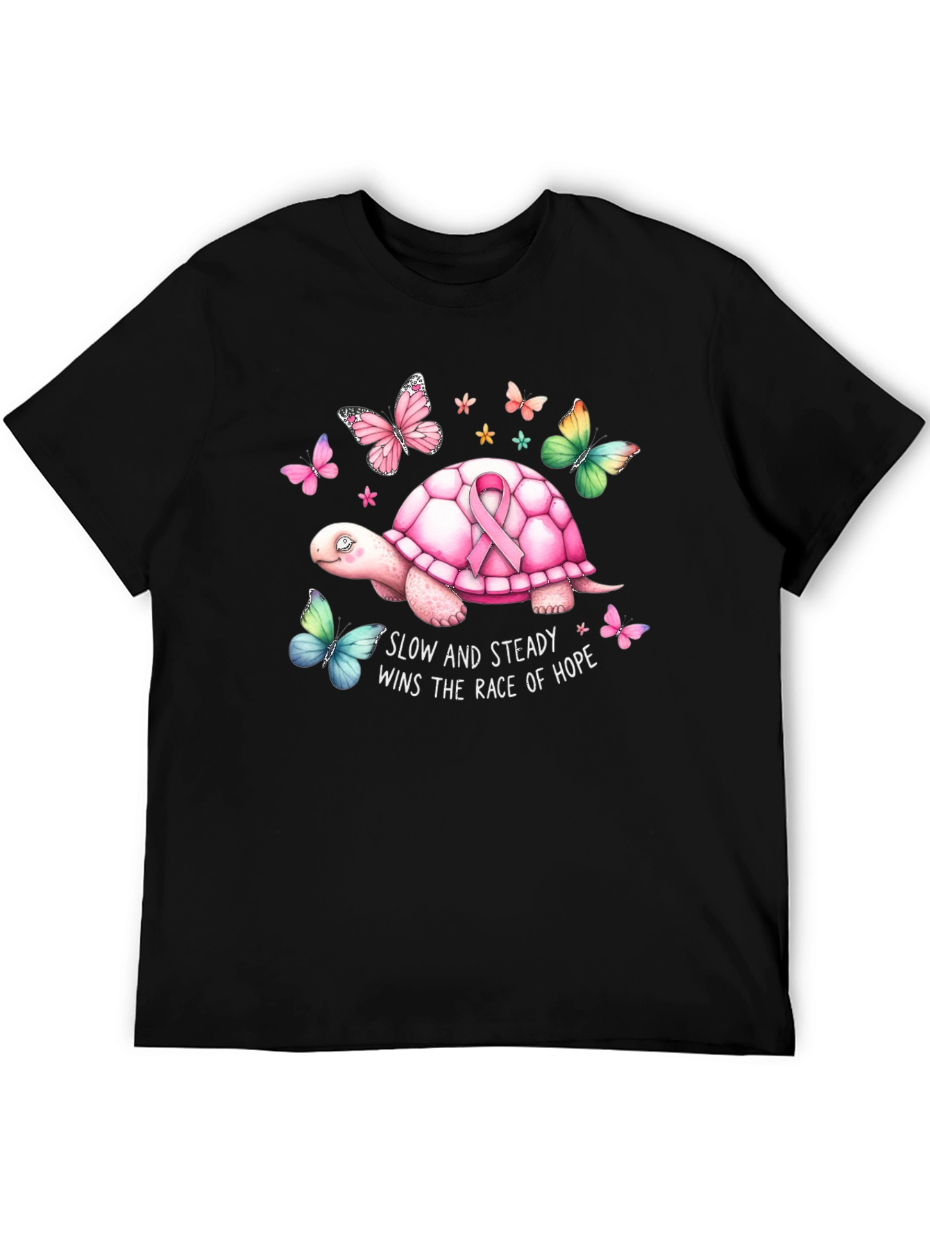 Slow and Steady Turtle Breast Cancer Awareness T-Shirt