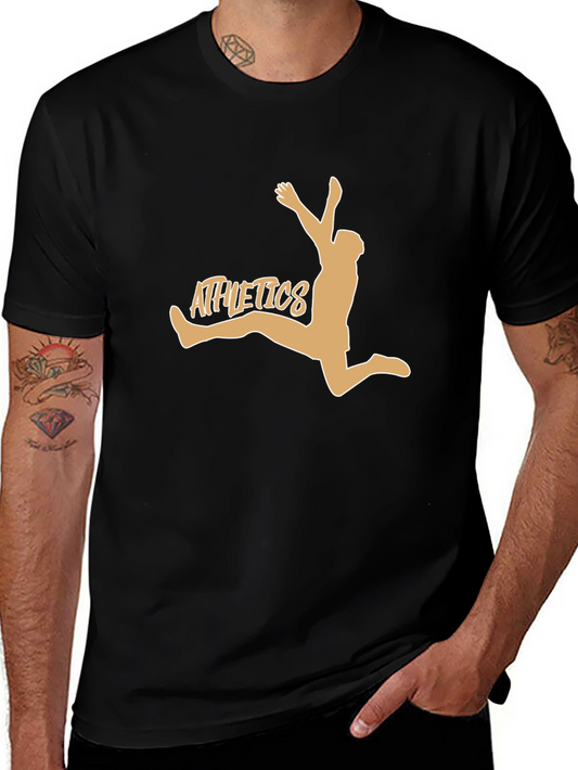 Athletics Graphic Tee - Black Cotton Blend T-Shirt