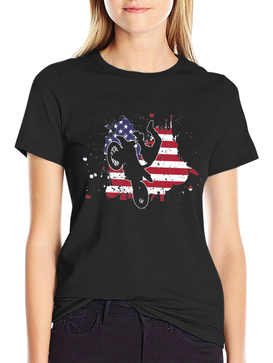 American Flag Motocross T-Shirt - Black