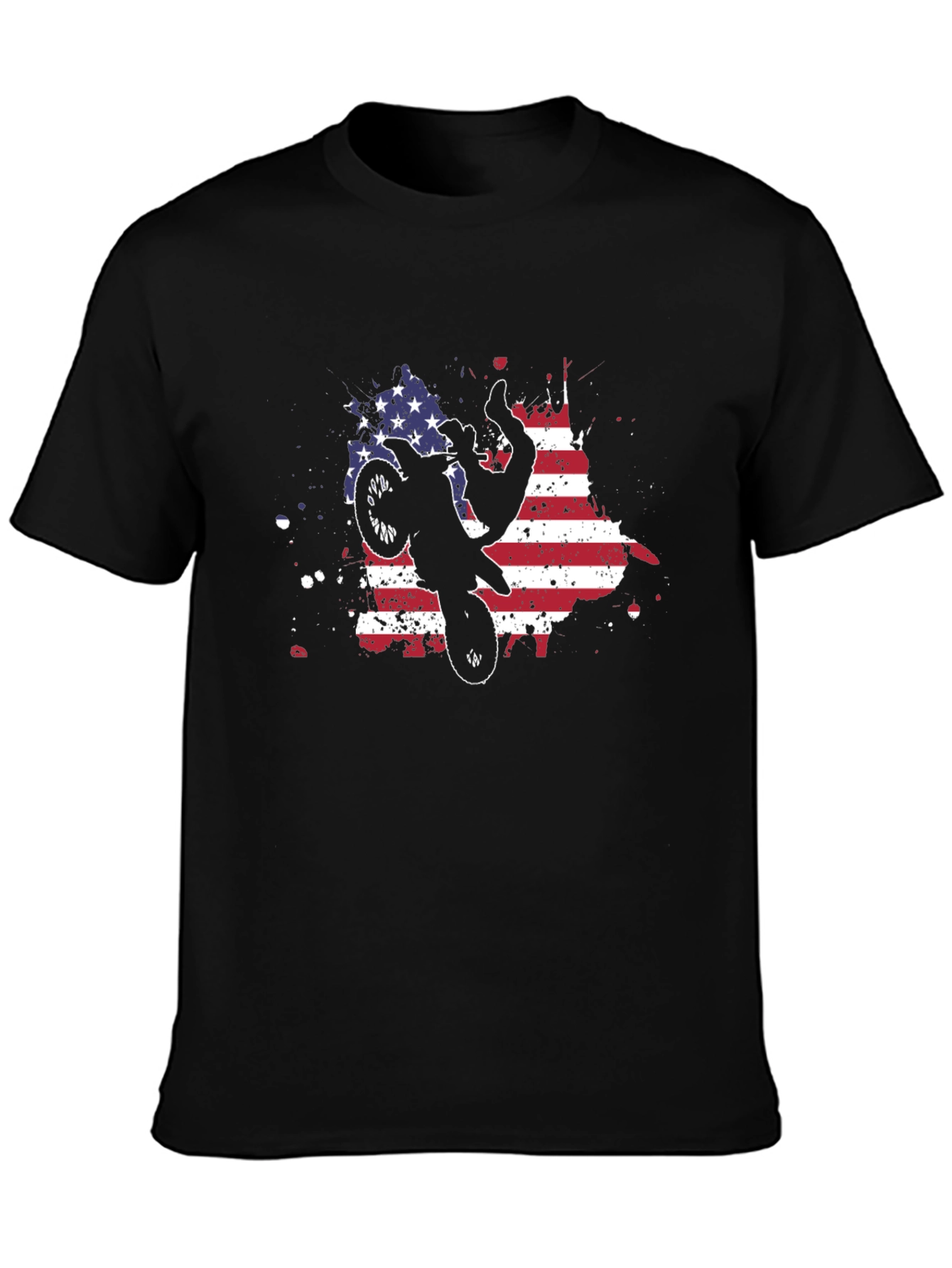 American Flag Motocross T-Shirt - Black