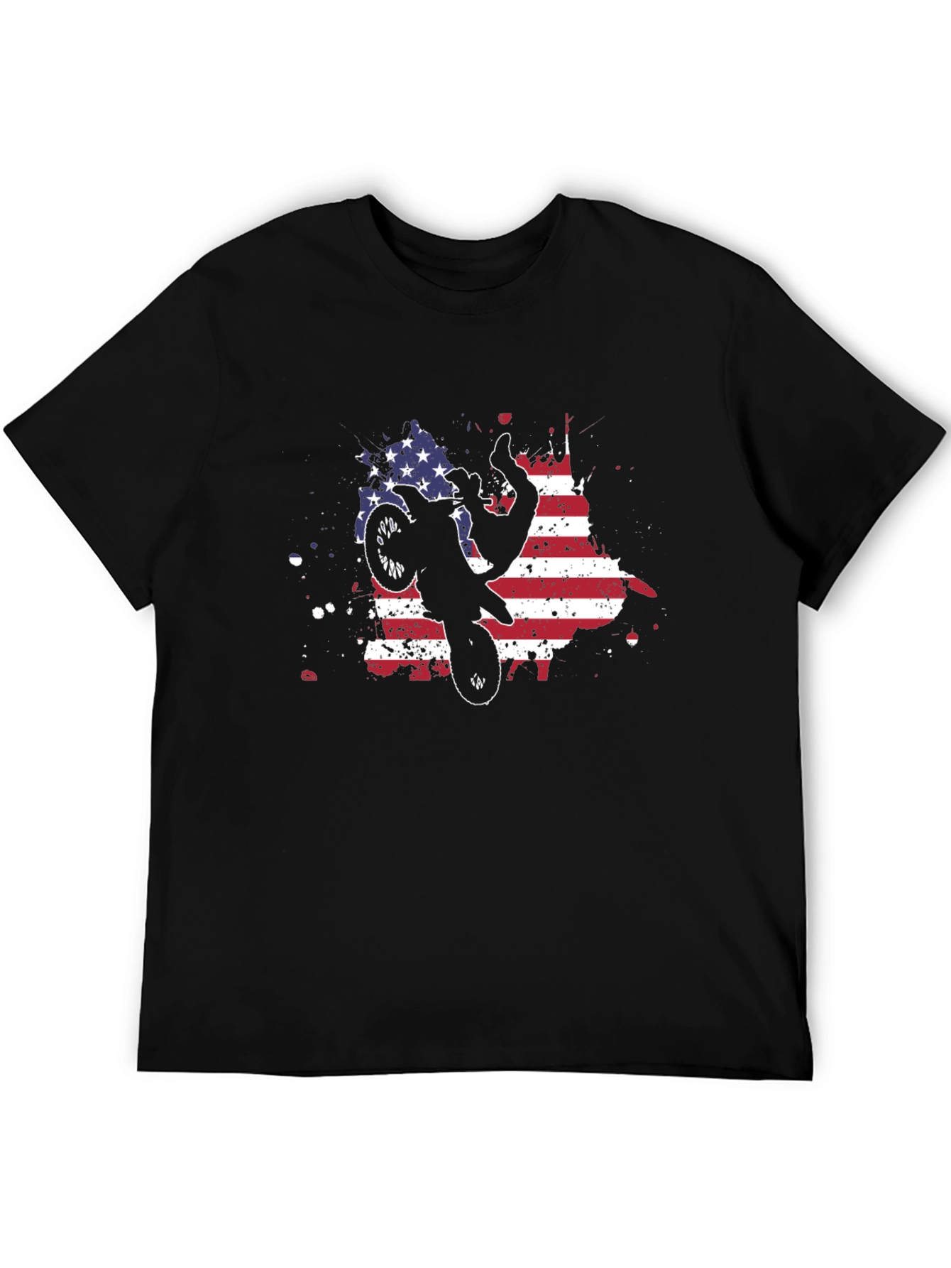 American Flag Motocross T-Shirt - Black