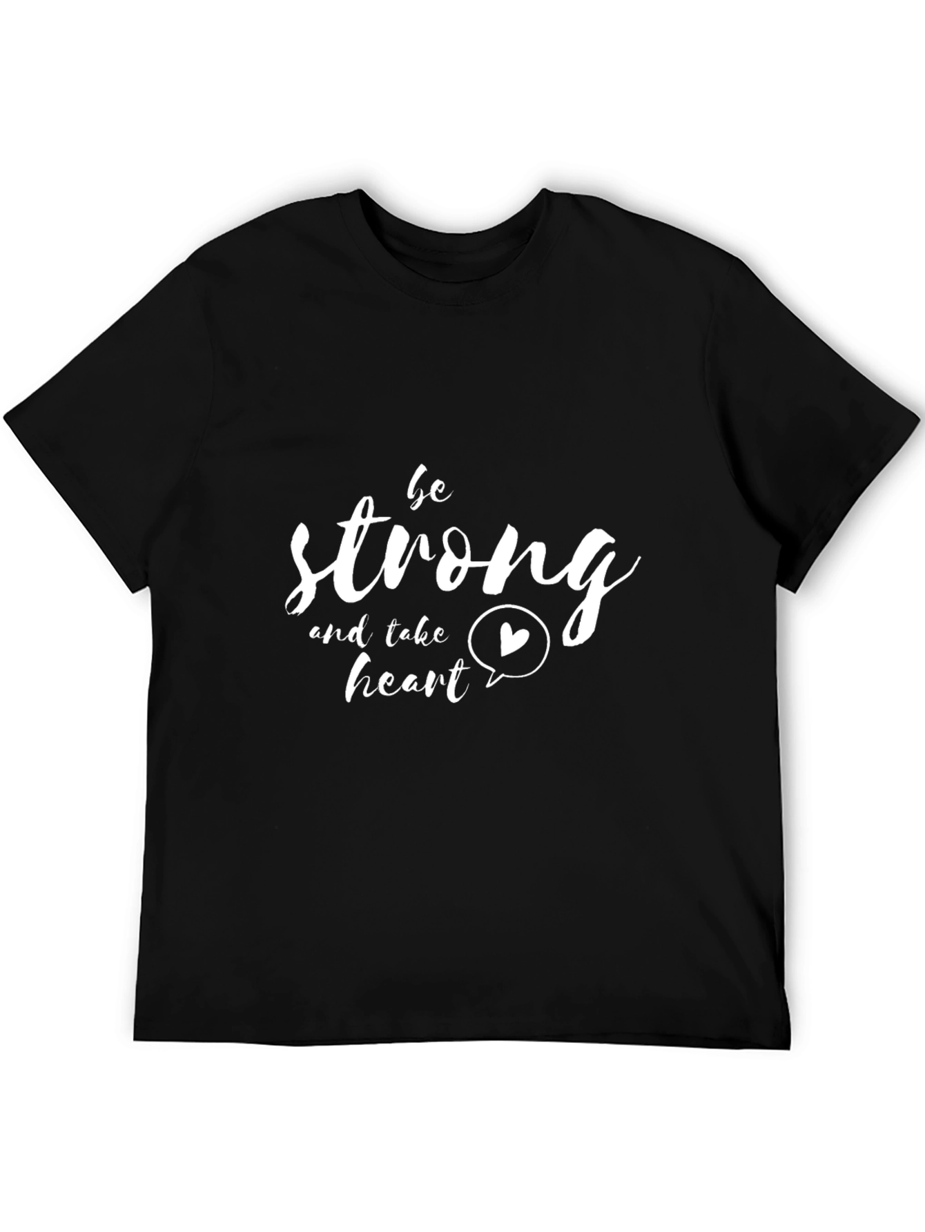 Be Strong Heart Graphic Black T-Shirt