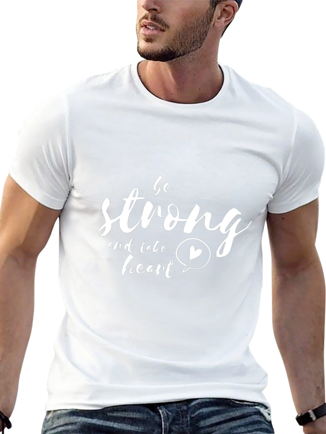 Be Strong Heart Graphic Black T-Shirt