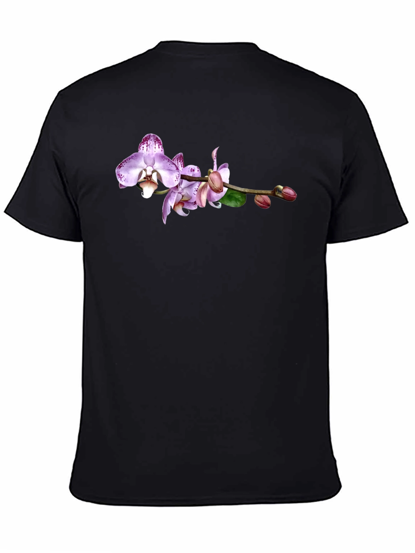 Orchid Floral Graphic Print Black T-Shirt