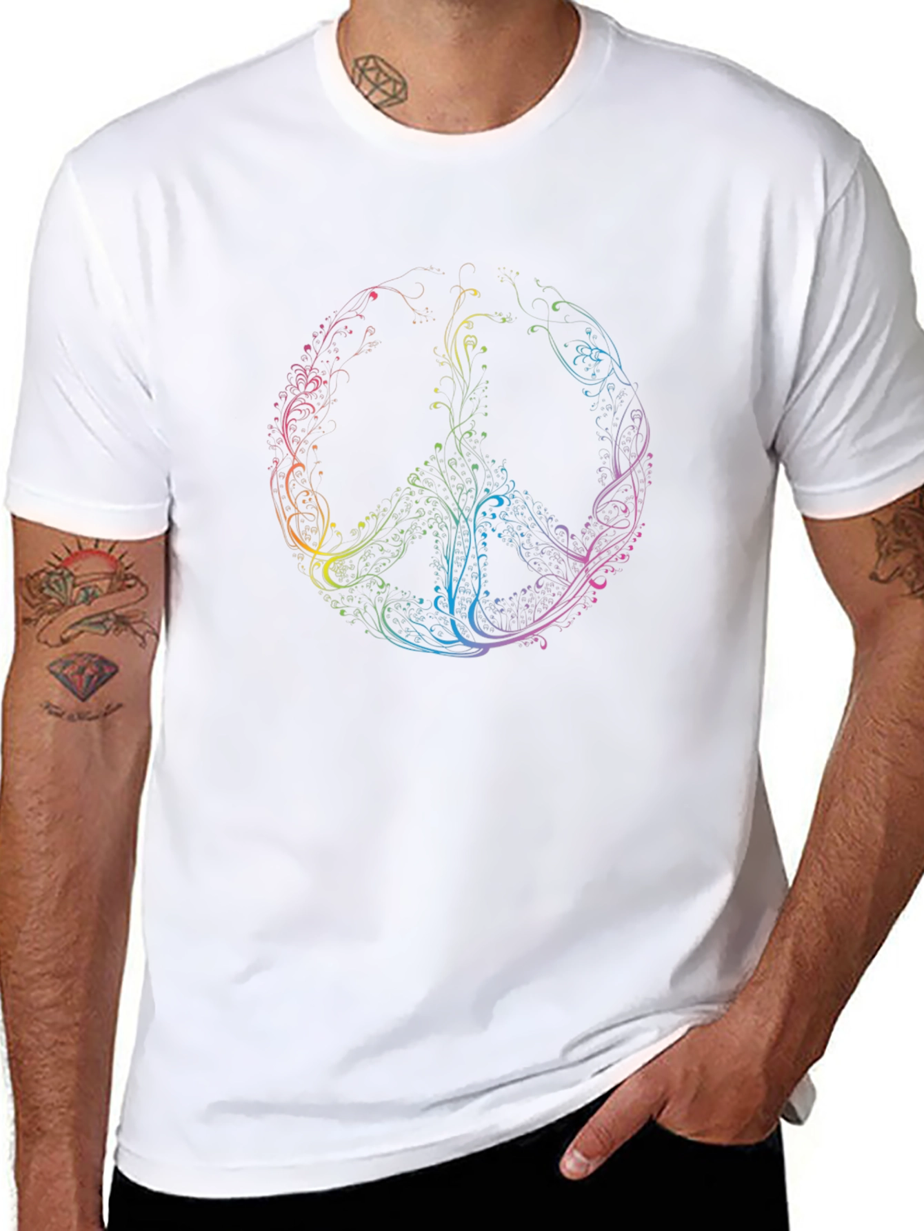 Rainbow Peace Sign Graphic T-Shirt