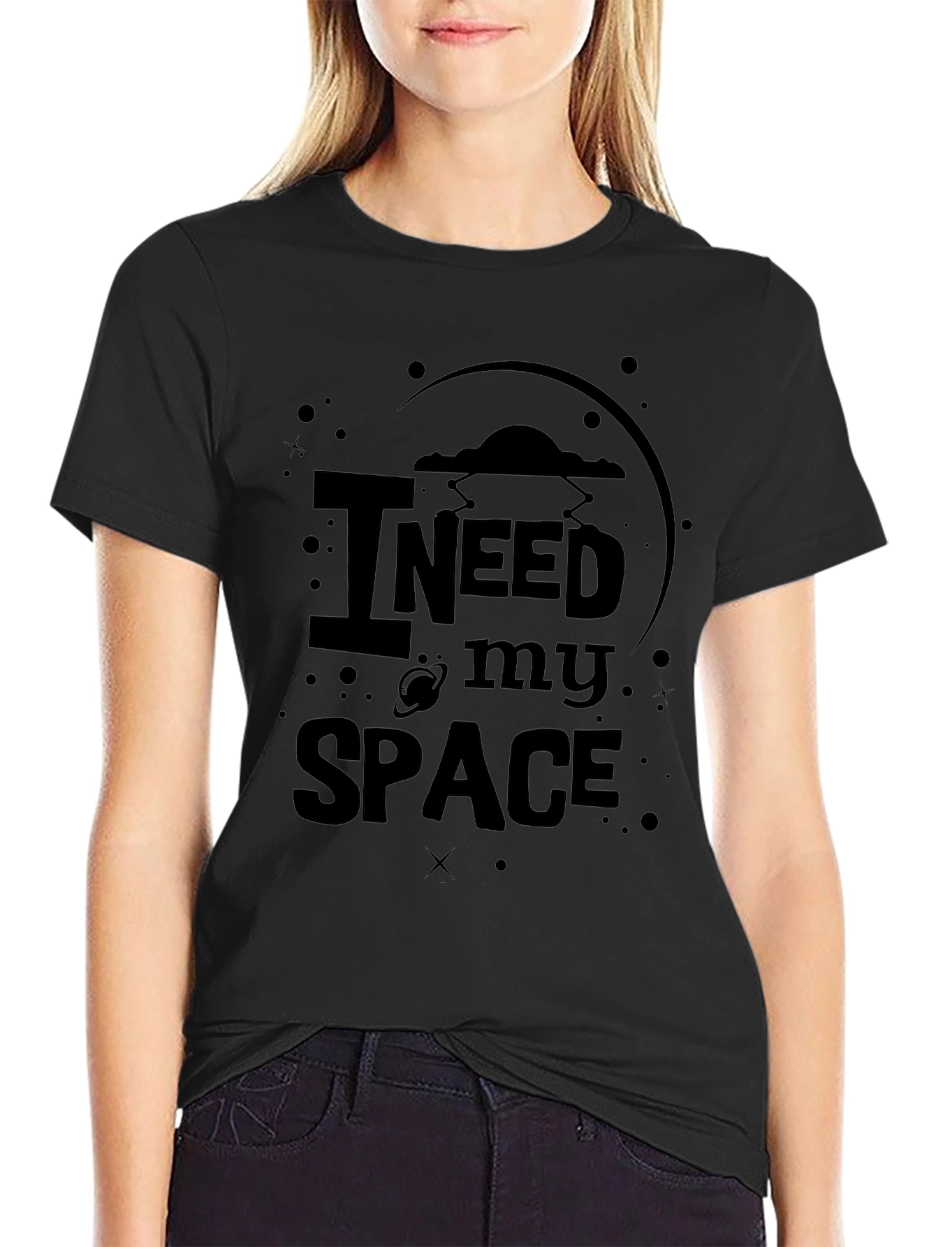 I Need My Space Graphic T-Shirt - Black