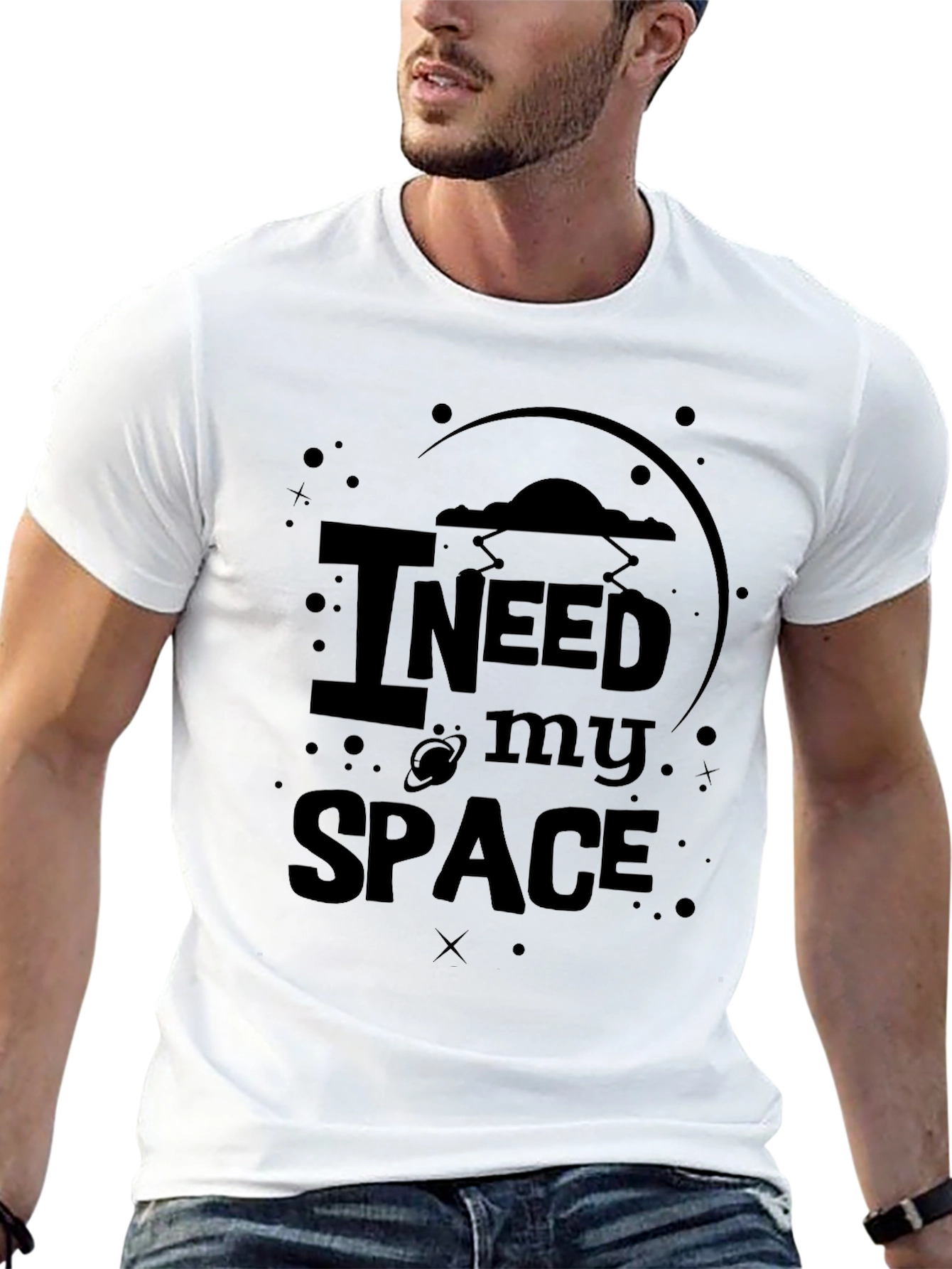 I Need My Space Graphic T-Shirt - Black