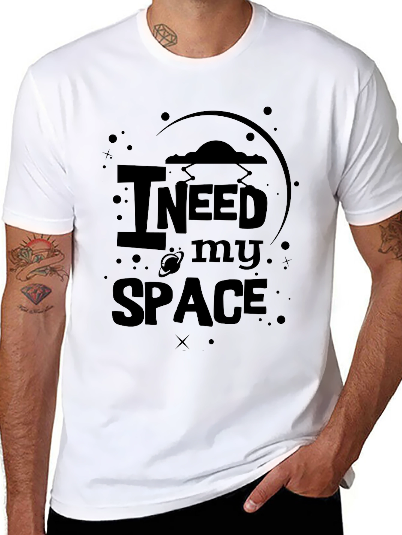 I Need My Space Graphic T-Shirt - Black