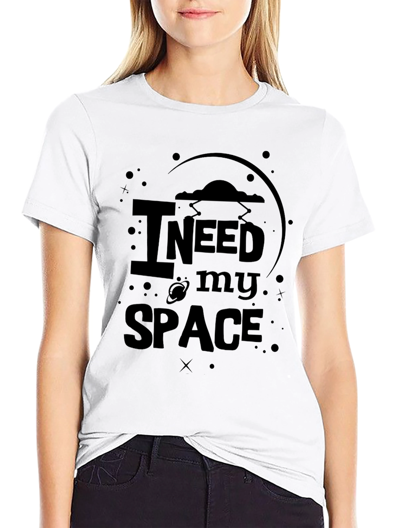 I Need My Space Graphic T-Shirt - Black