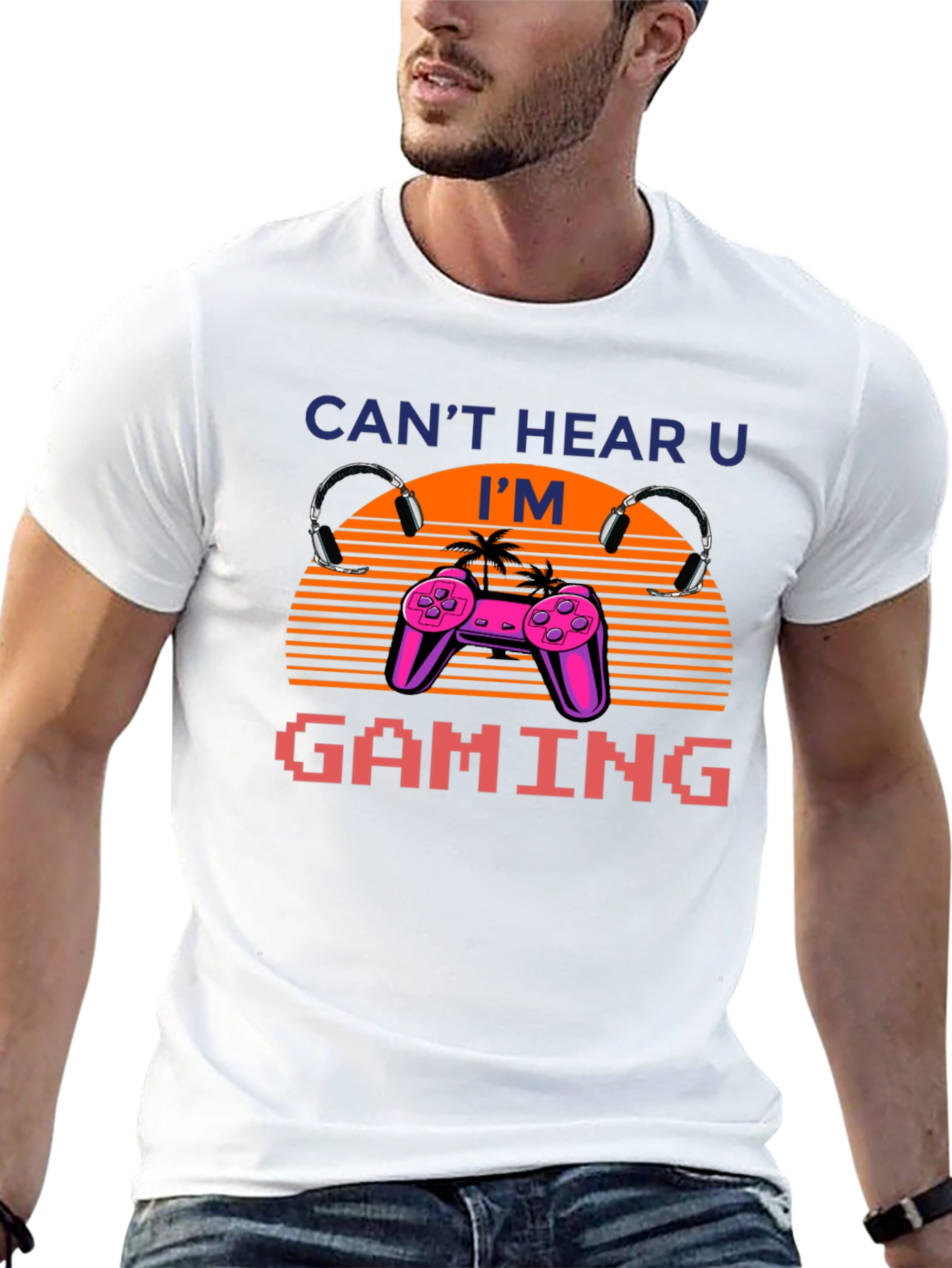 Cant Hear U Im Gaming Retro Style Black T-Shirt