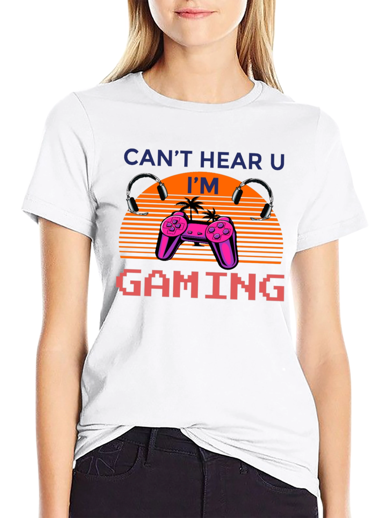 Cant Hear U Im Gaming Retro Style Black T-Shirt