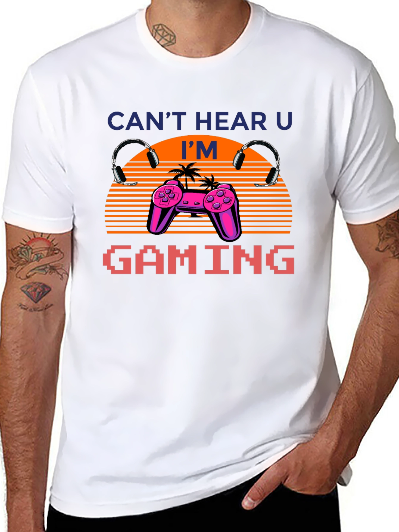Cant Hear U Im Gaming Retro Style Black T-Shirt