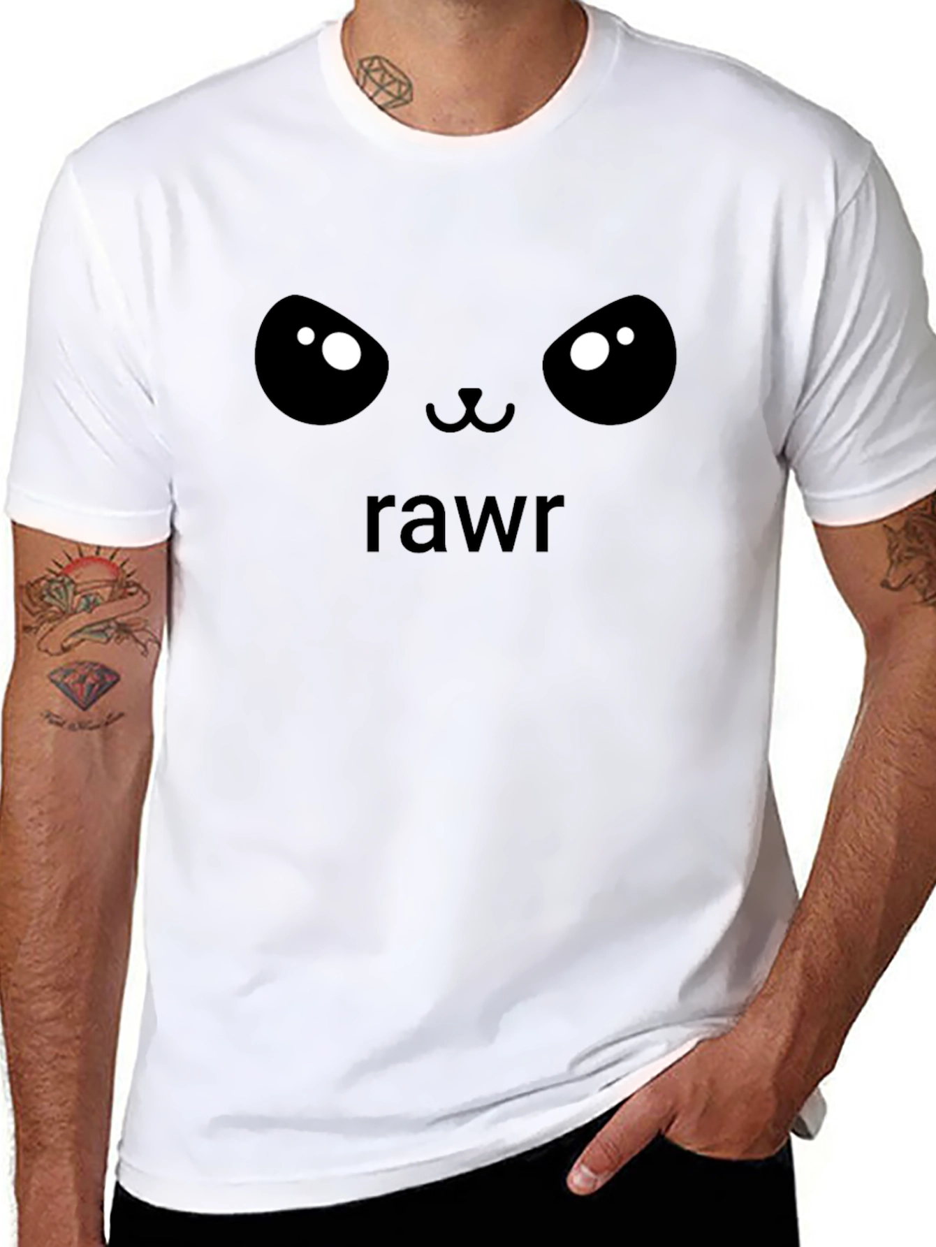 Rawr! Cute Black Panda Face Graphic T-Shirt