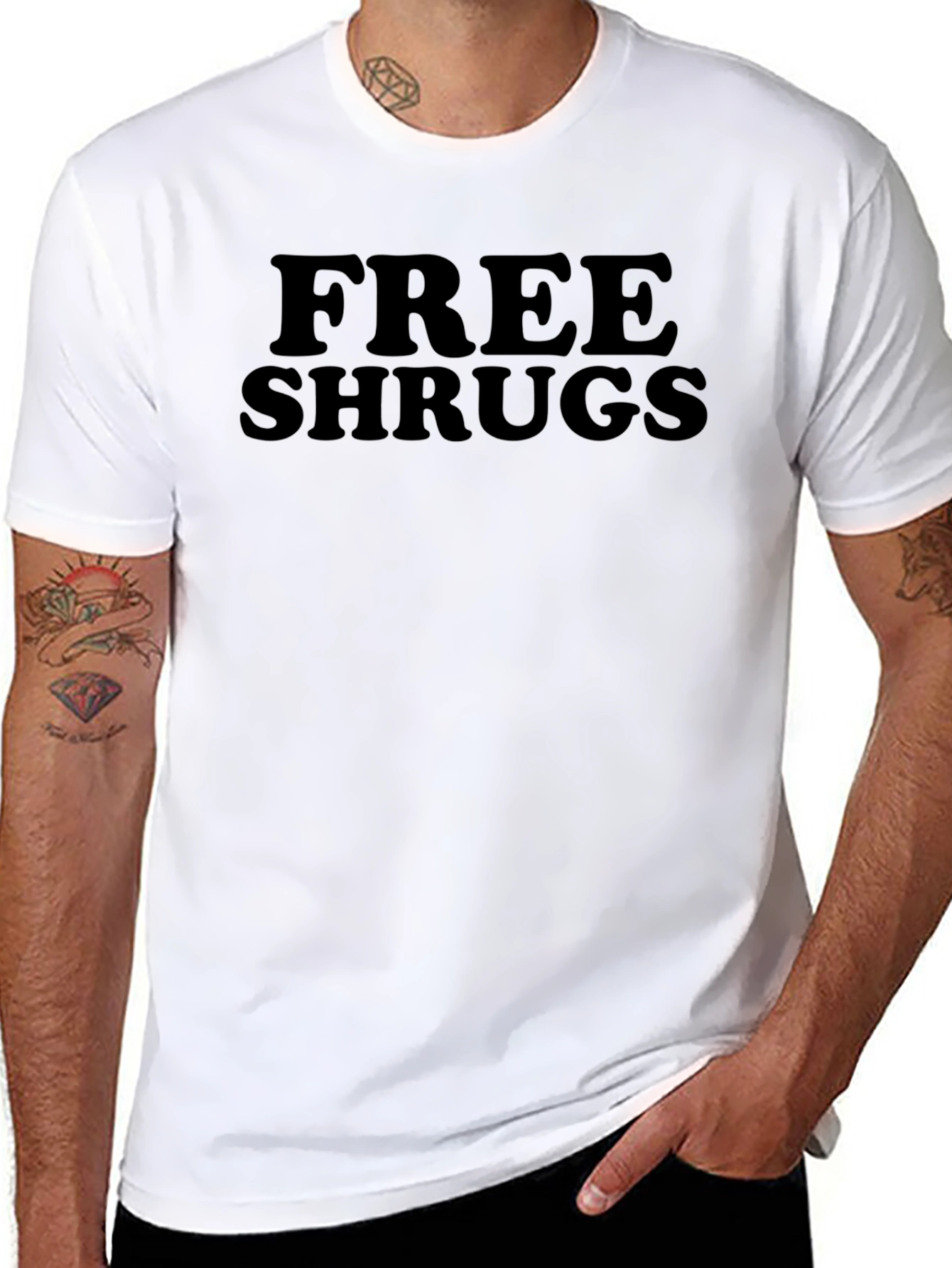 Free Shrugs Graphic Black T-Shirt