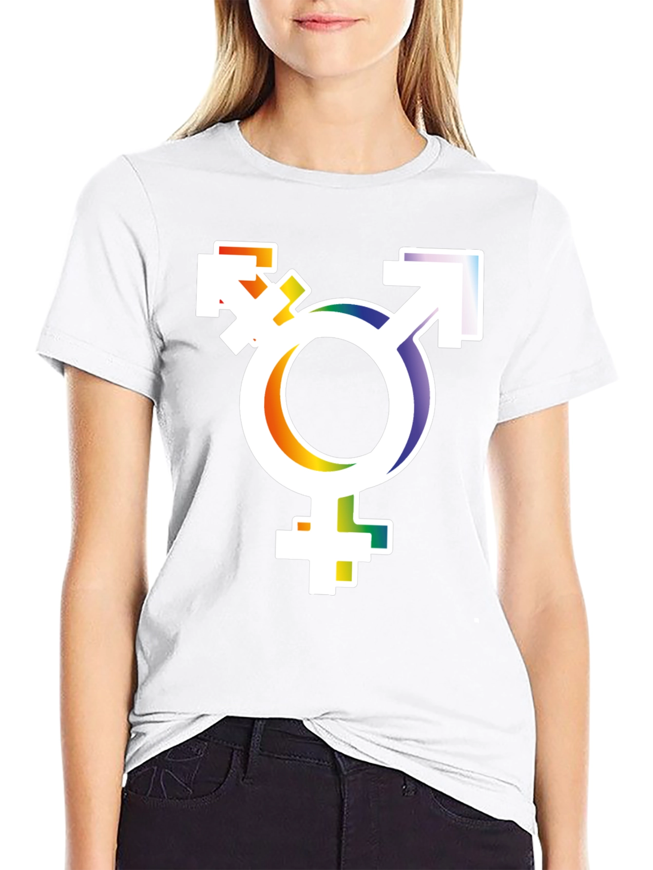 Transgender Pride T-Shirt - Rainbow Trans Symbol Tee