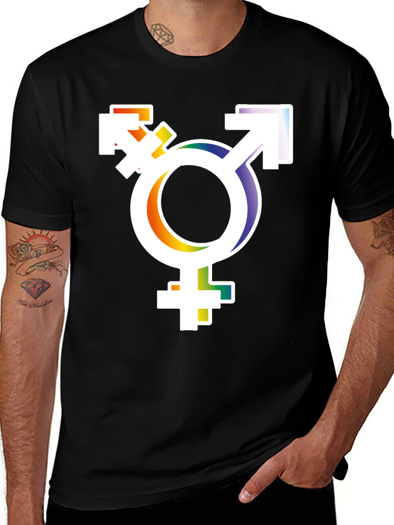 Transgender Pride T-Shirt - Rainbow Trans Symbol Tee