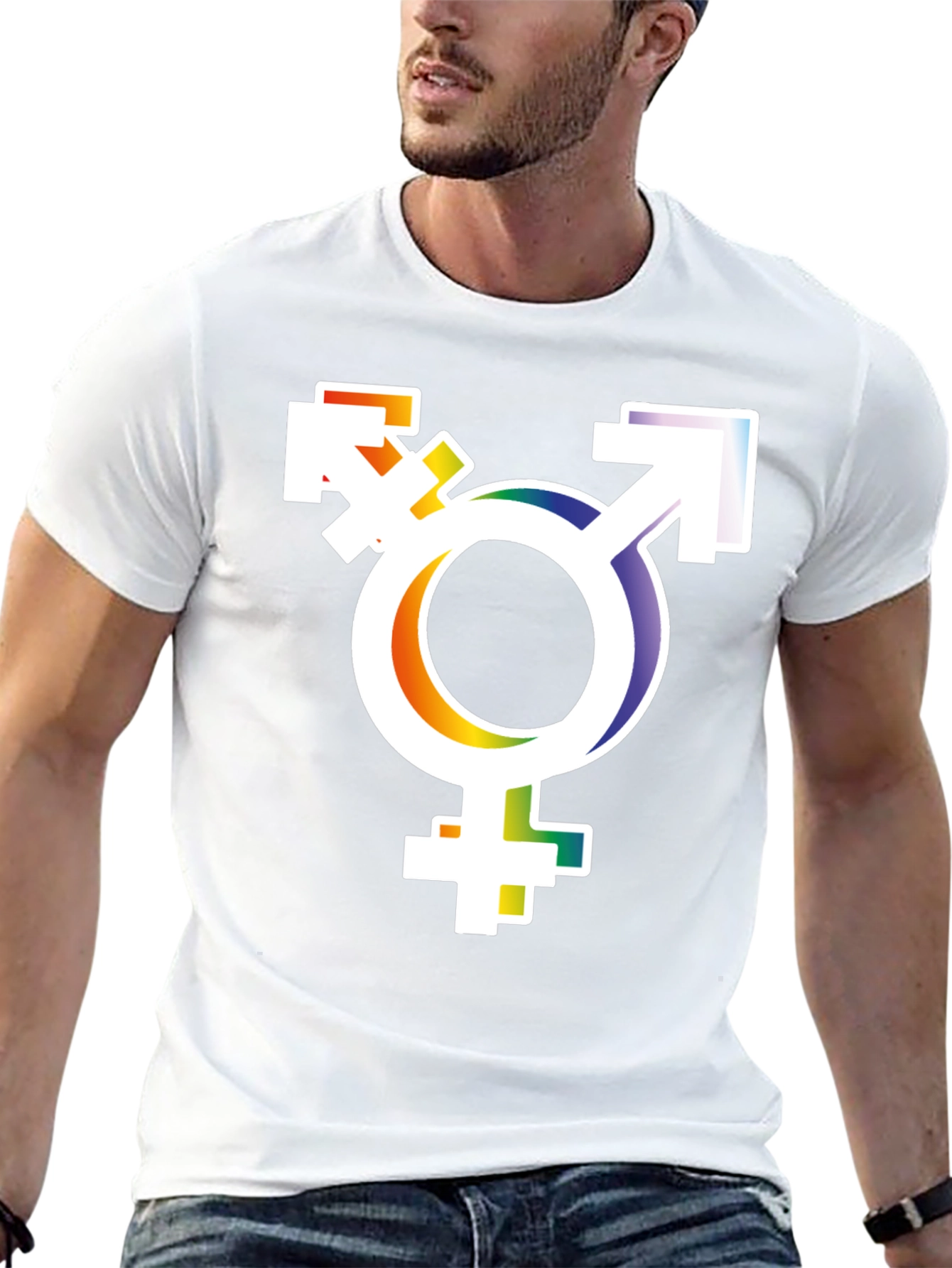 Transgender Pride T-Shirt - Rainbow Trans Symbol Tee