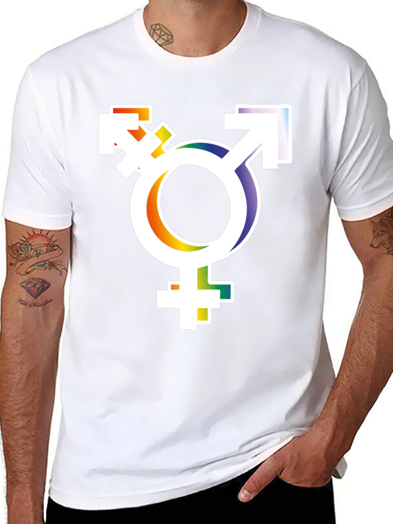 Transgender Pride T-Shirt - Rainbow Trans Symbol Tee