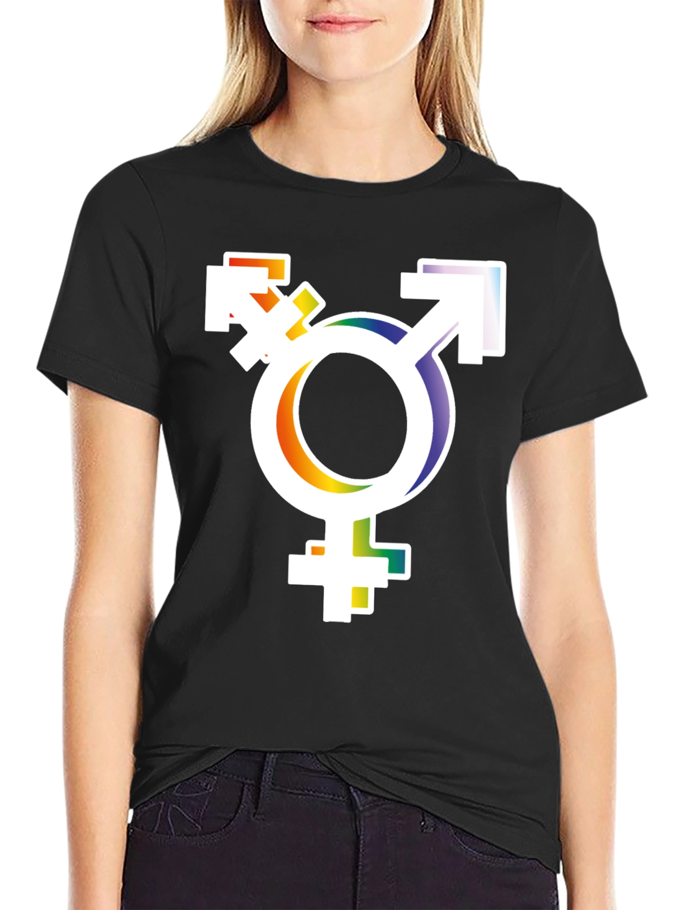 Transgender Pride T-Shirt - Rainbow Trans Symbol Tee