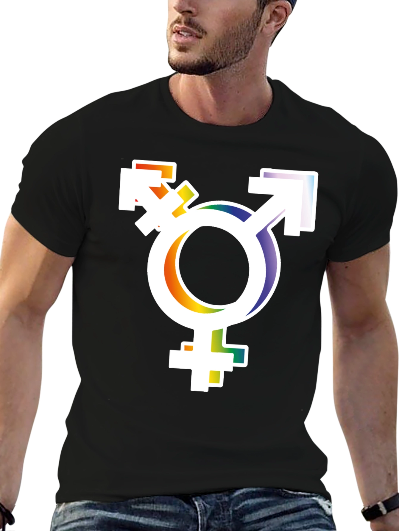Transgender Pride T-Shirt - Rainbow Trans Symbol Tee