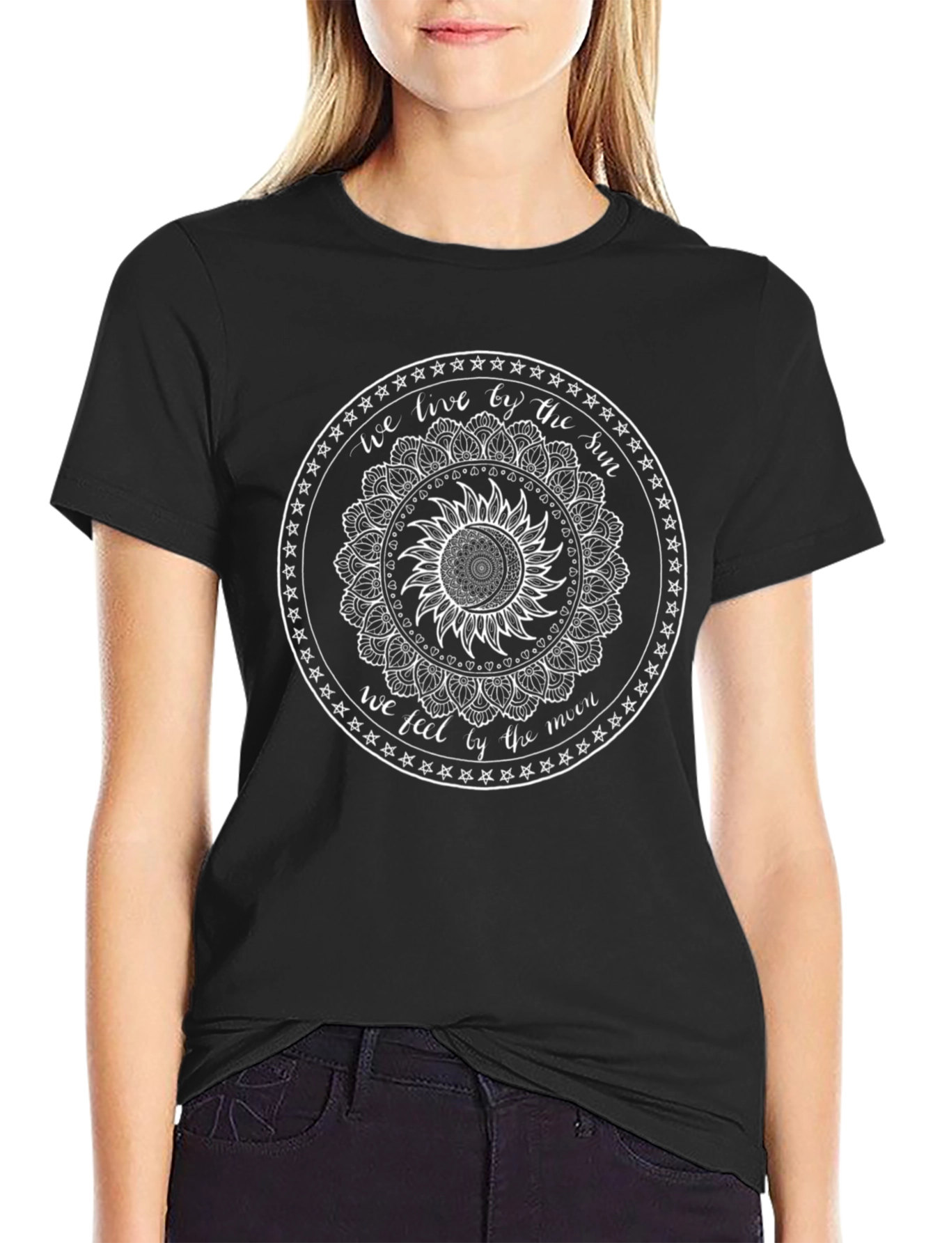 Sun and Moon Graphic Tee - Black