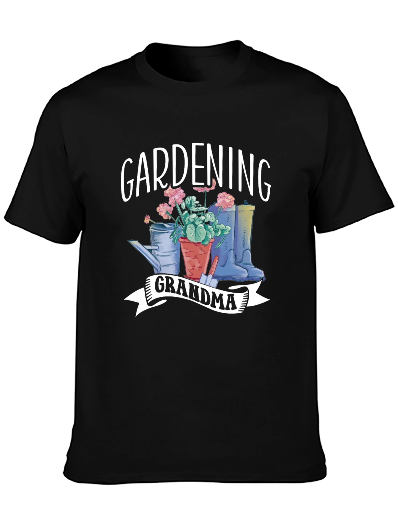Gardening Grandma T-Shirt - Black Cotton Tee