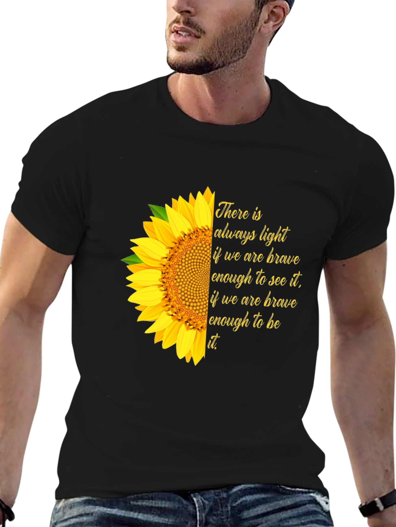 Sunflower Inspirational Quote Graphic Tee - Always Light