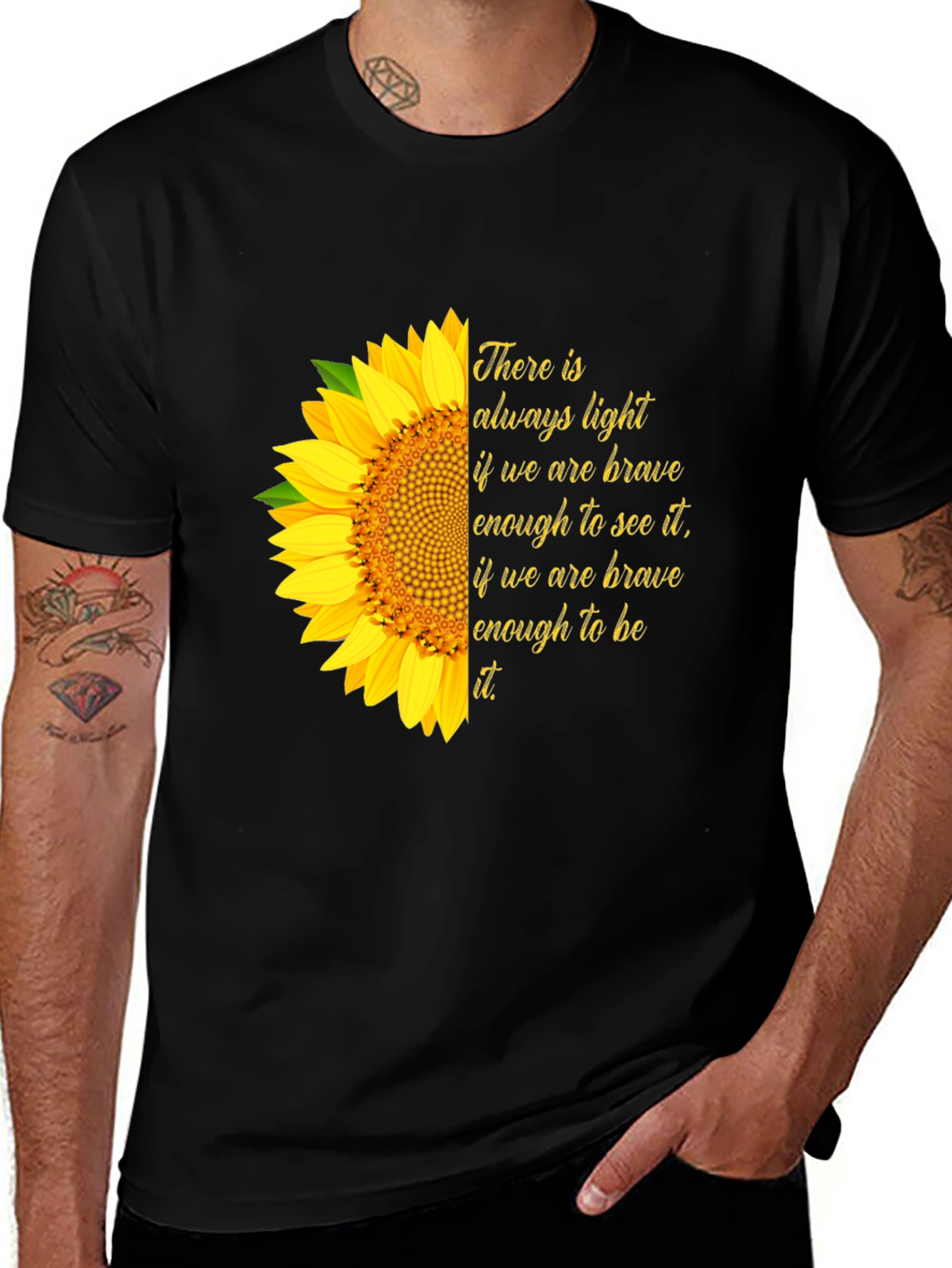 Sunflower Inspirational Quote Graphic Tee - Always Light