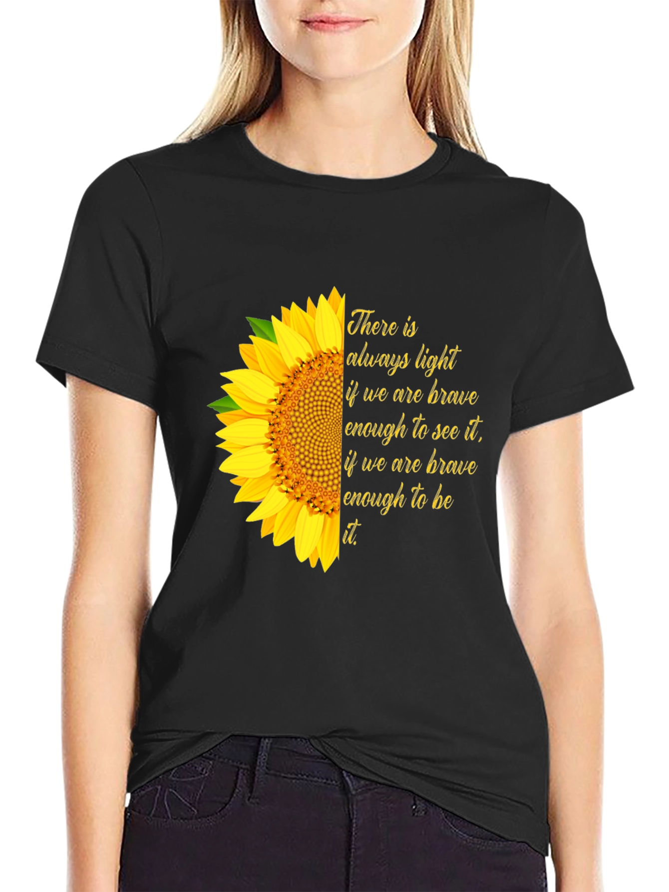 Sunflower Inspirational Quote Graphic Tee - Always Light