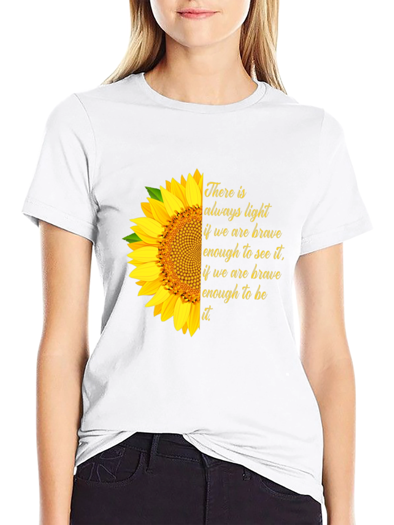 Sunflower Inspirational Quote Graphic Tee - Always Light