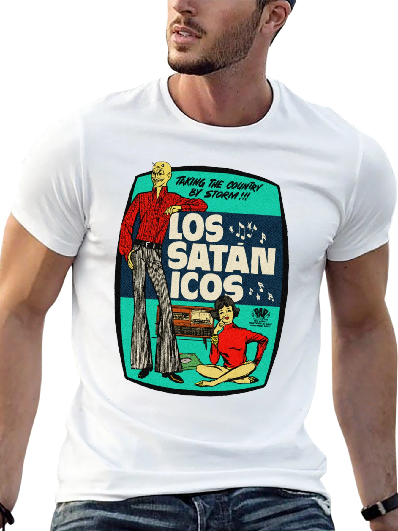 Los Satanicos Graphic Tee - Retro Devil Band Shirt