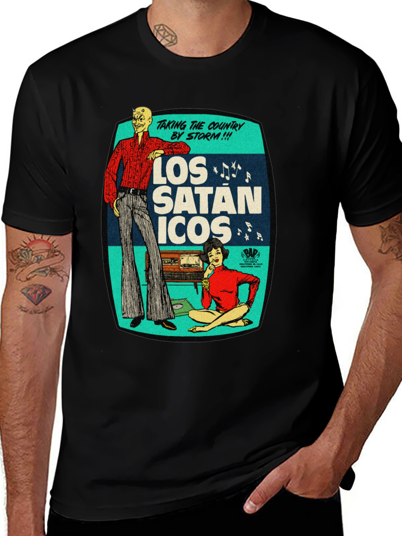 Los Satanicos Graphic Tee - Retro Devil Band Shirt