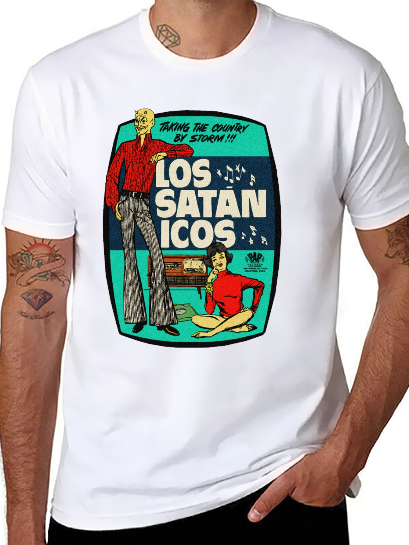 Los Satanicos Graphic Tee - Retro Devil Band Shirt