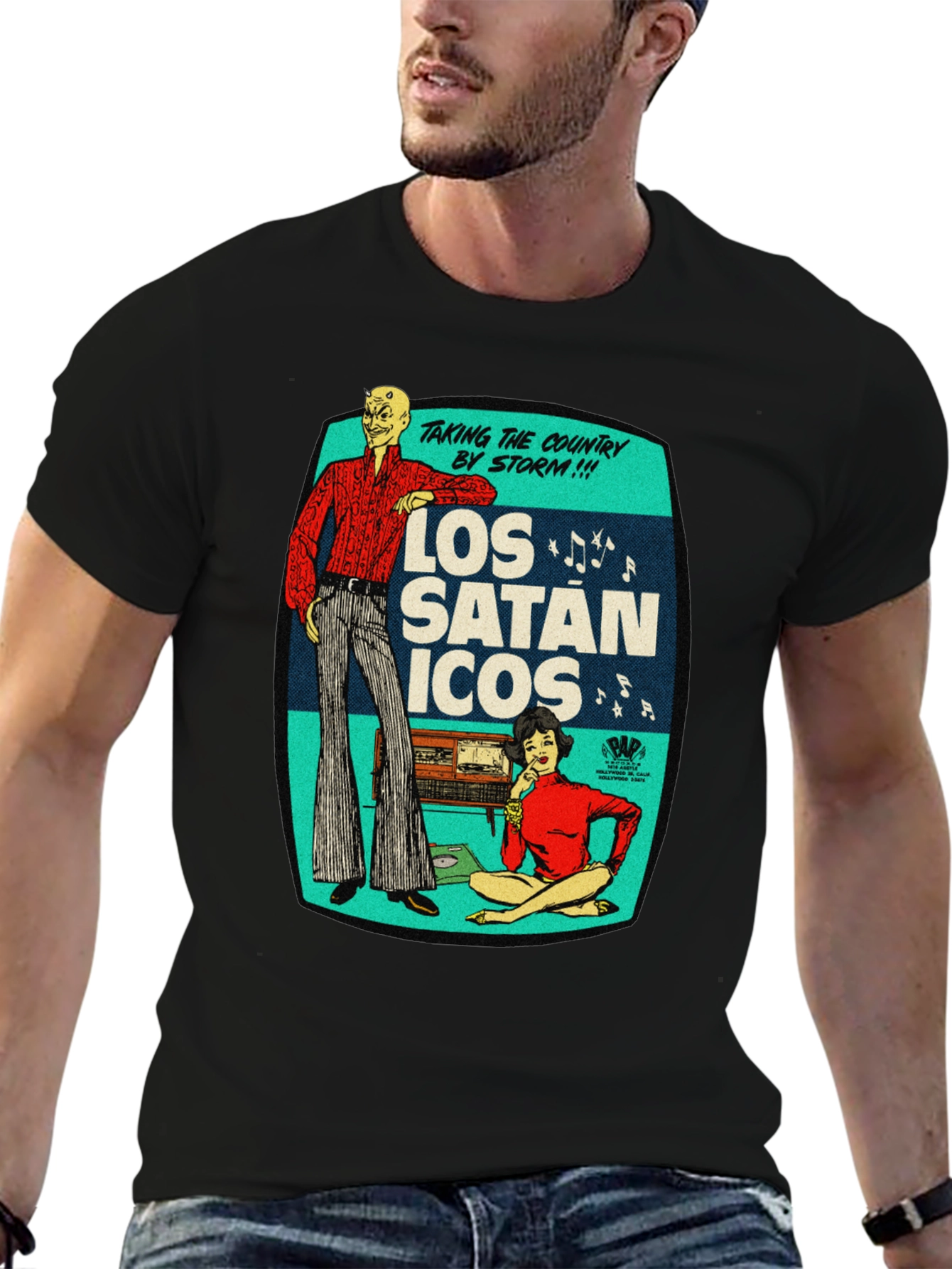 Los Satanicos Graphic Tee - Retro Devil Band Shirt