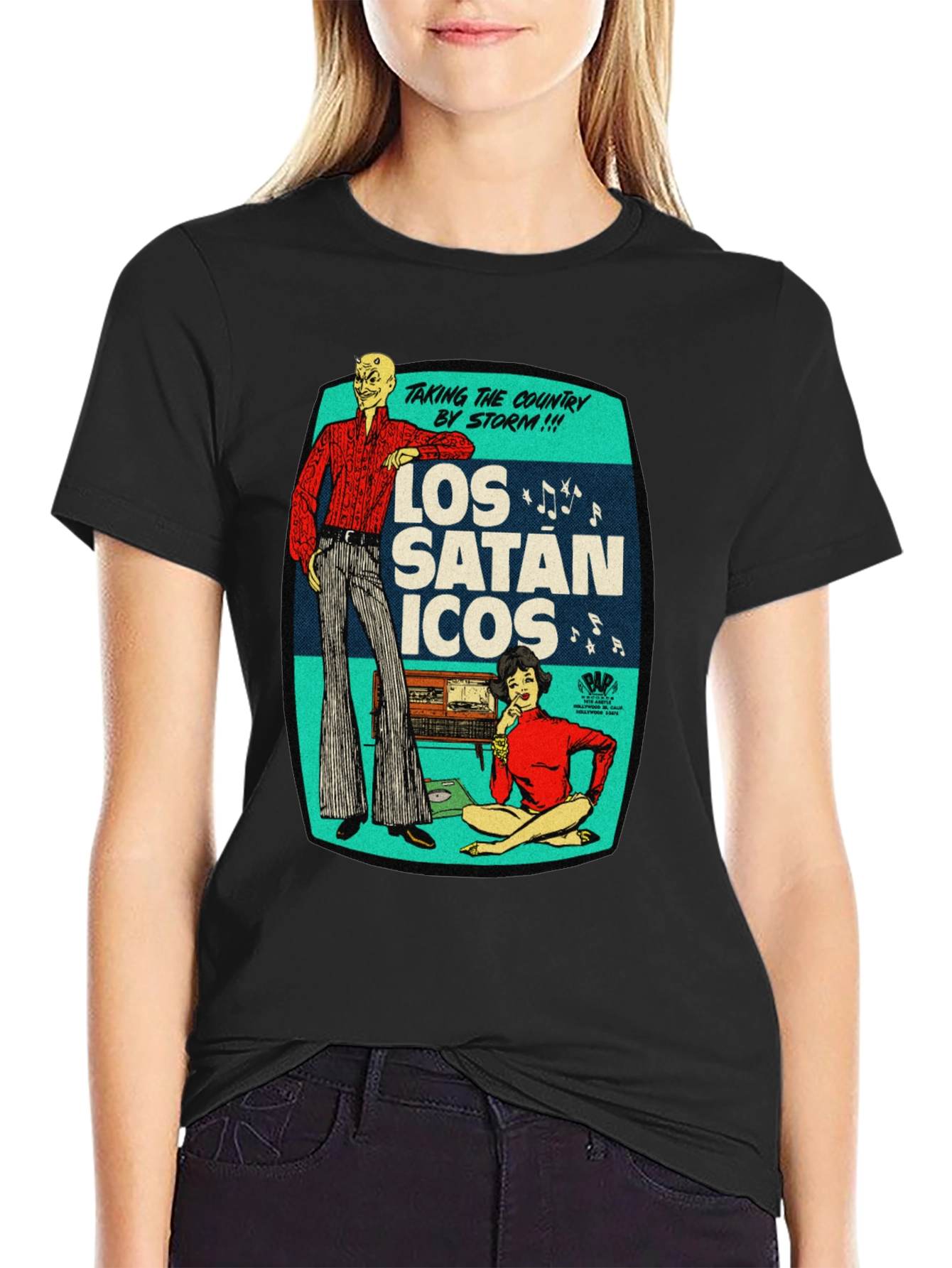 Los Satanicos Graphic Tee - Retro Devil Band Shirt
