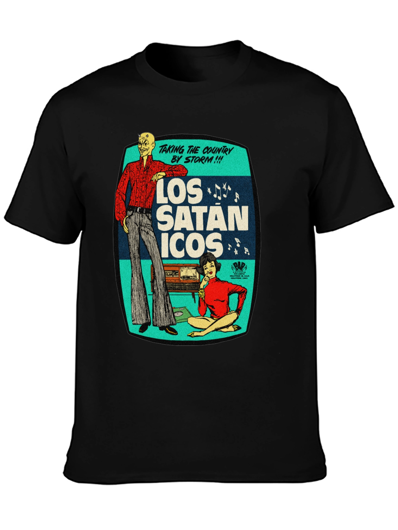 Los Satanicos Graphic Tee - Retro Devil Band Shirt