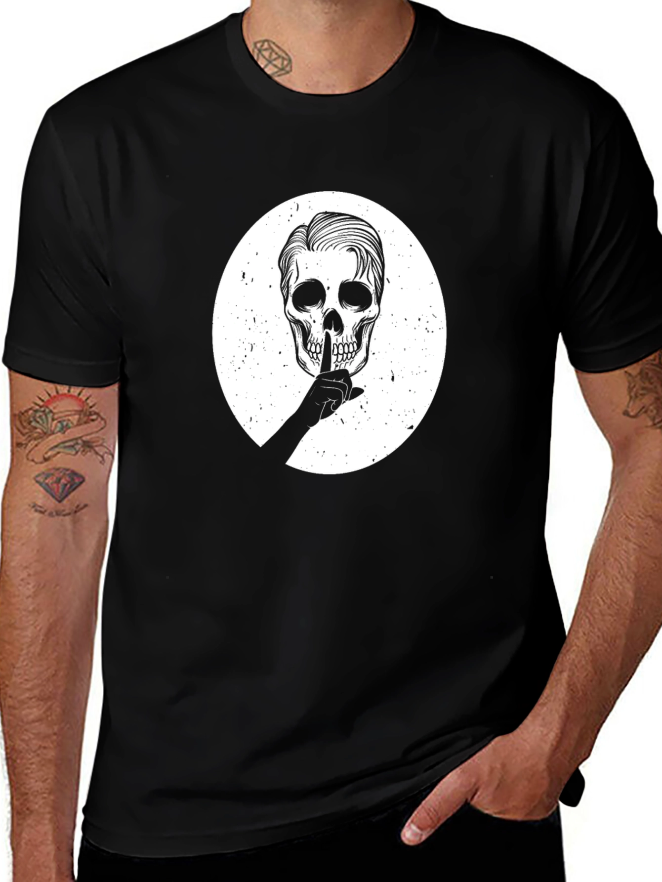 Black T-Shirt with Skull Graphic