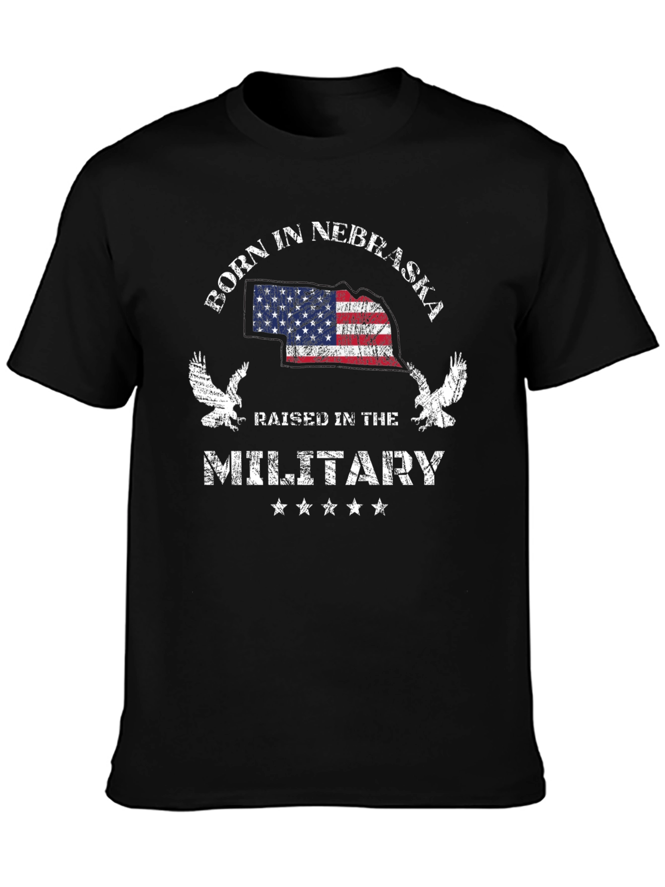 Born in Nebraska Raised in the Military T-Shirt