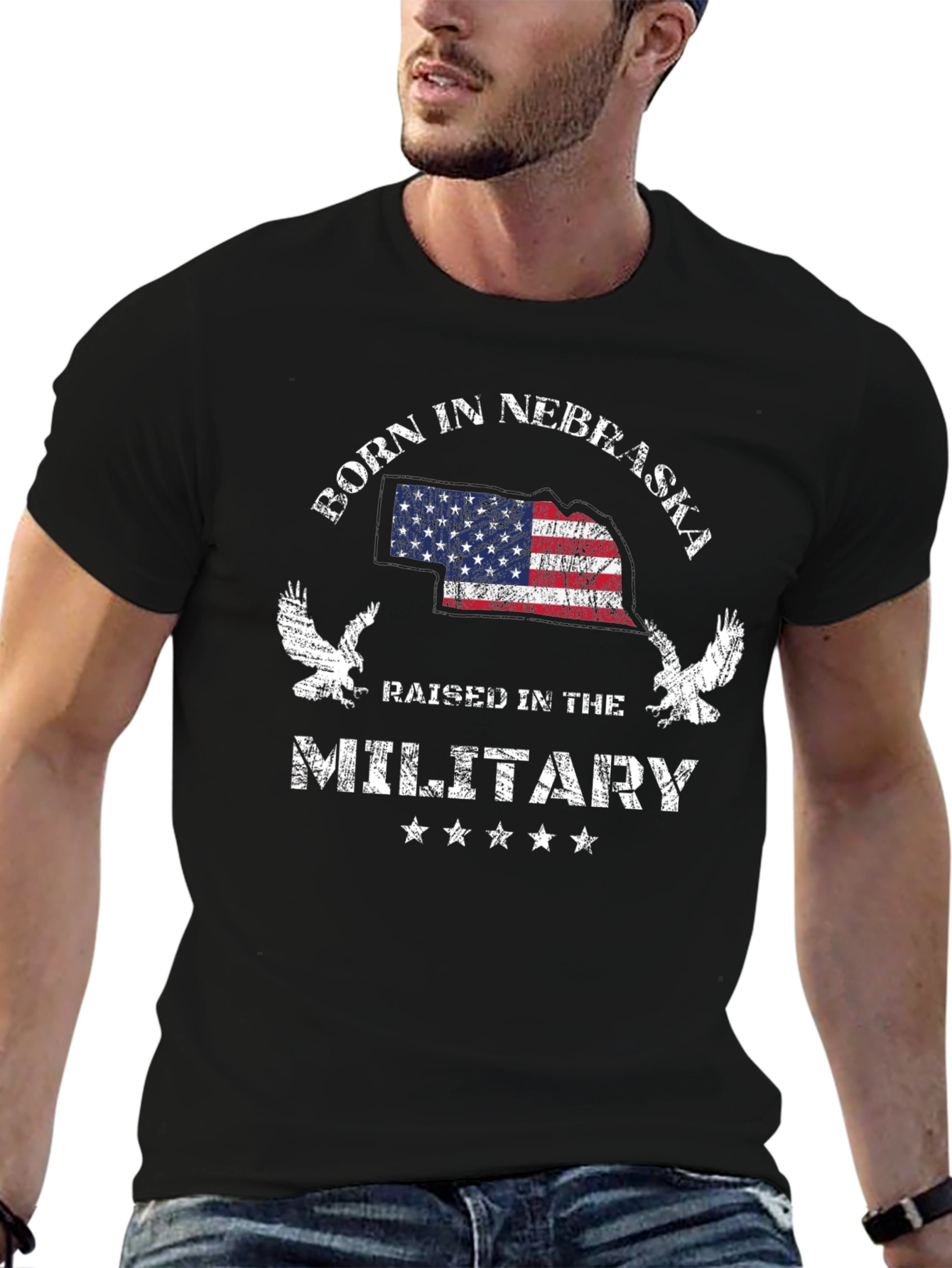 Born in Nebraska Raised in the Military T-Shirt