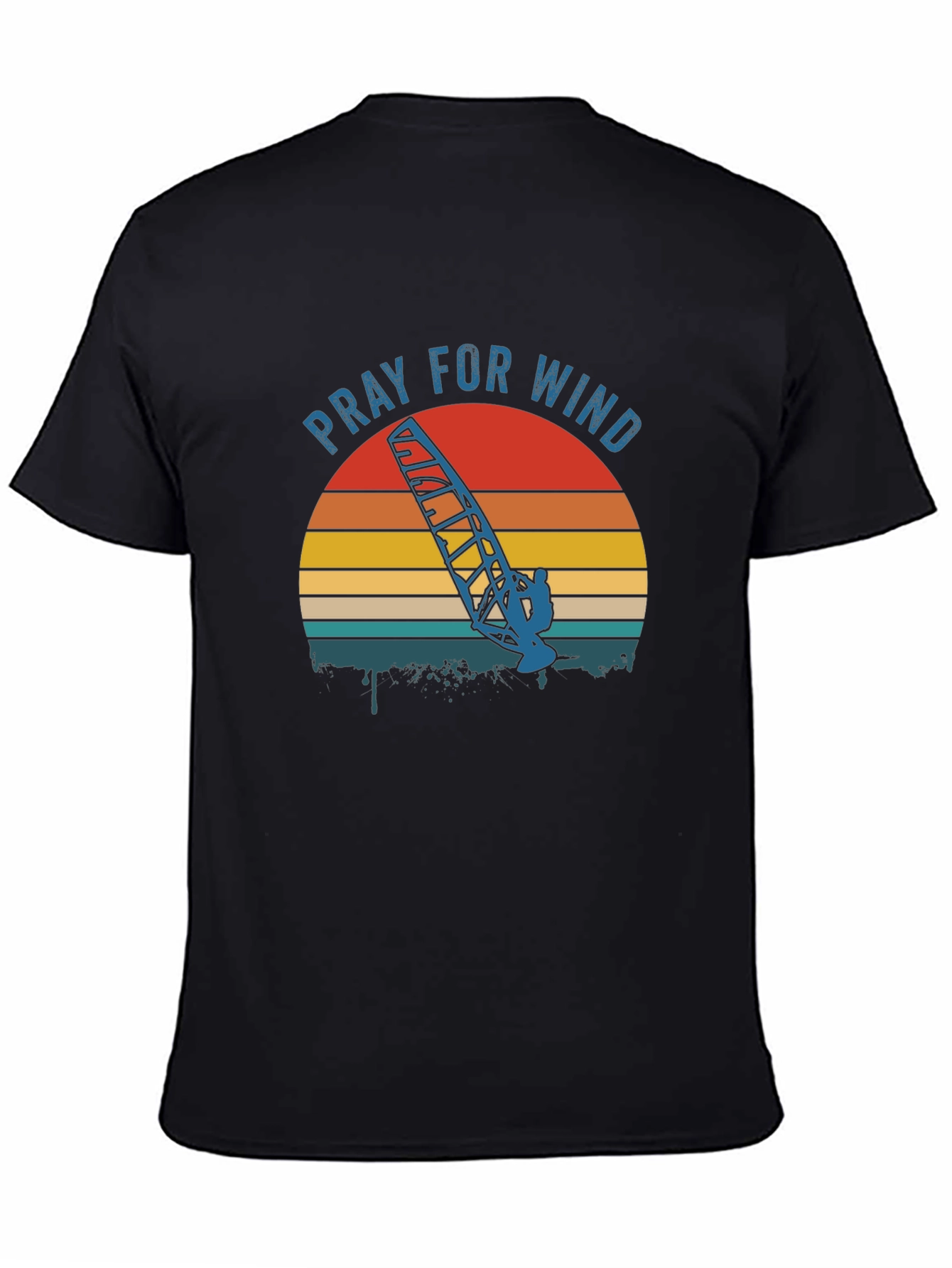 Pray for Wind Retro Graphic Tee - Black