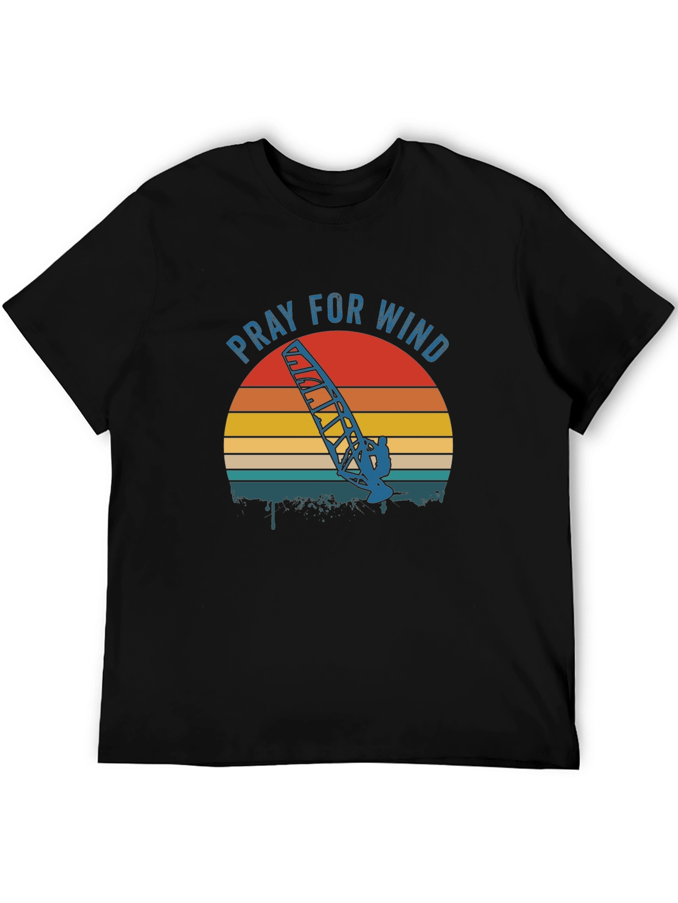 Pray for Wind Retro Graphic Tee - Black