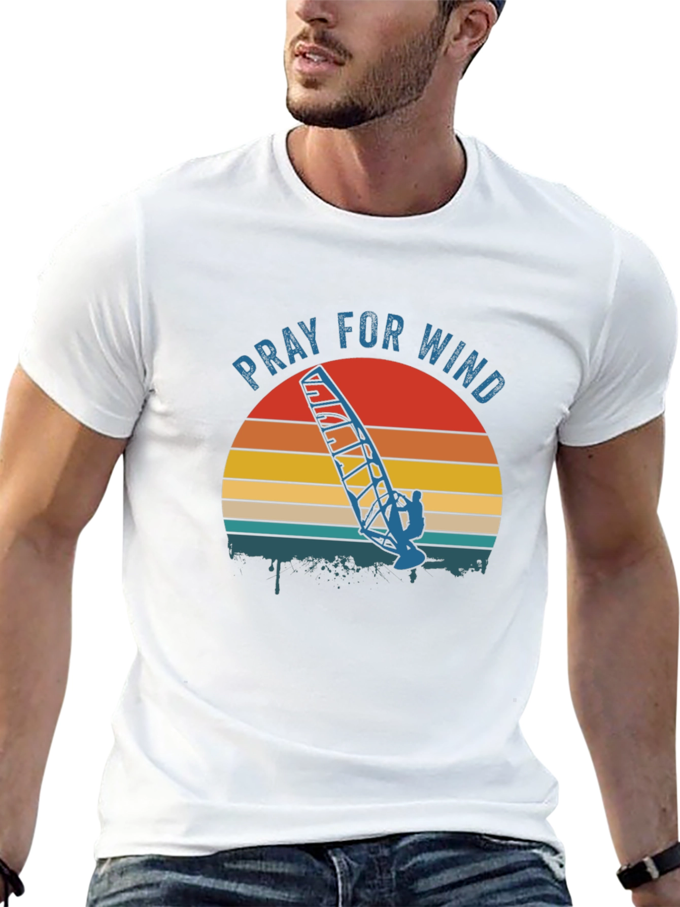 Pray for Wind Retro Graphic Tee - Black