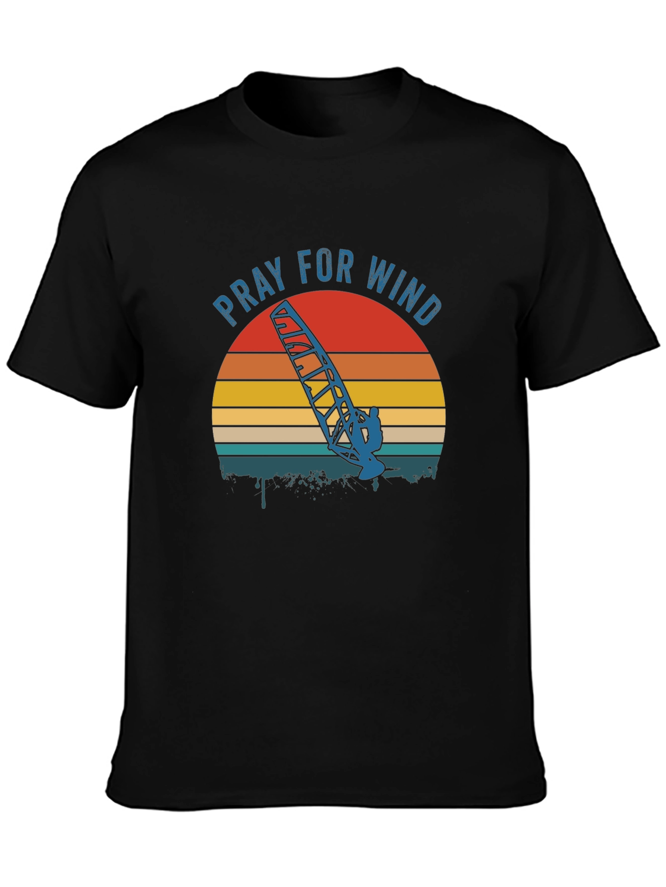 Pray for Wind Retro Graphic Tee - Black