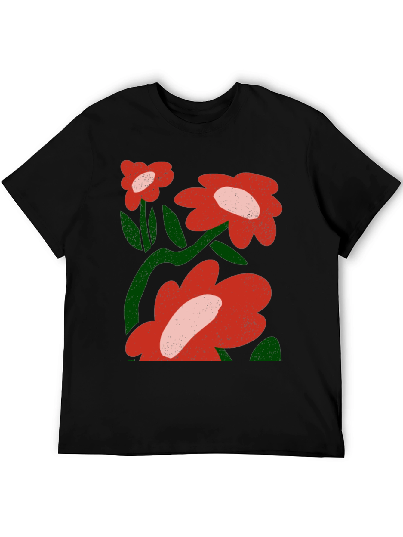 Floral Graphic T-Shirt - Bold Red Flowers